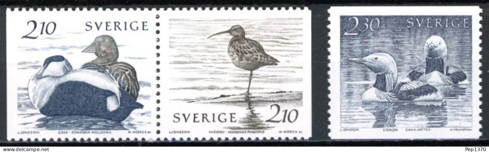 SUECIA 1986 - AVES - PAJAROS - YVERT 1354/1356** - Unused Stamps