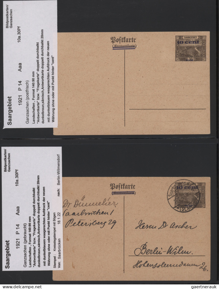 Deutsche Abstimmungsgebiete: Saargebiet - Ganzsachen: 1920/1957, Spezialsammlung - Entiers Postaux
