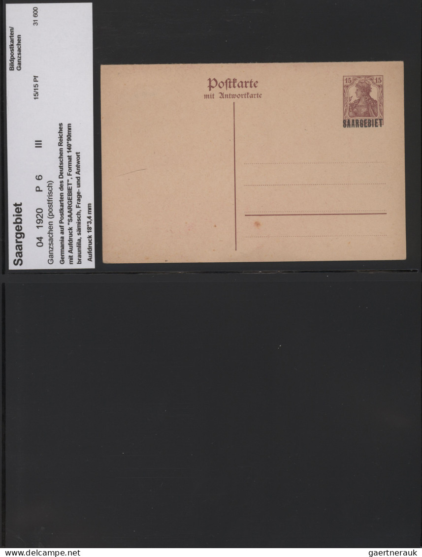Deutsche Abstimmungsgebiete: Saargebiet - Ganzsachen: 1920/1957, Spezialsammlung - Entiers Postaux
