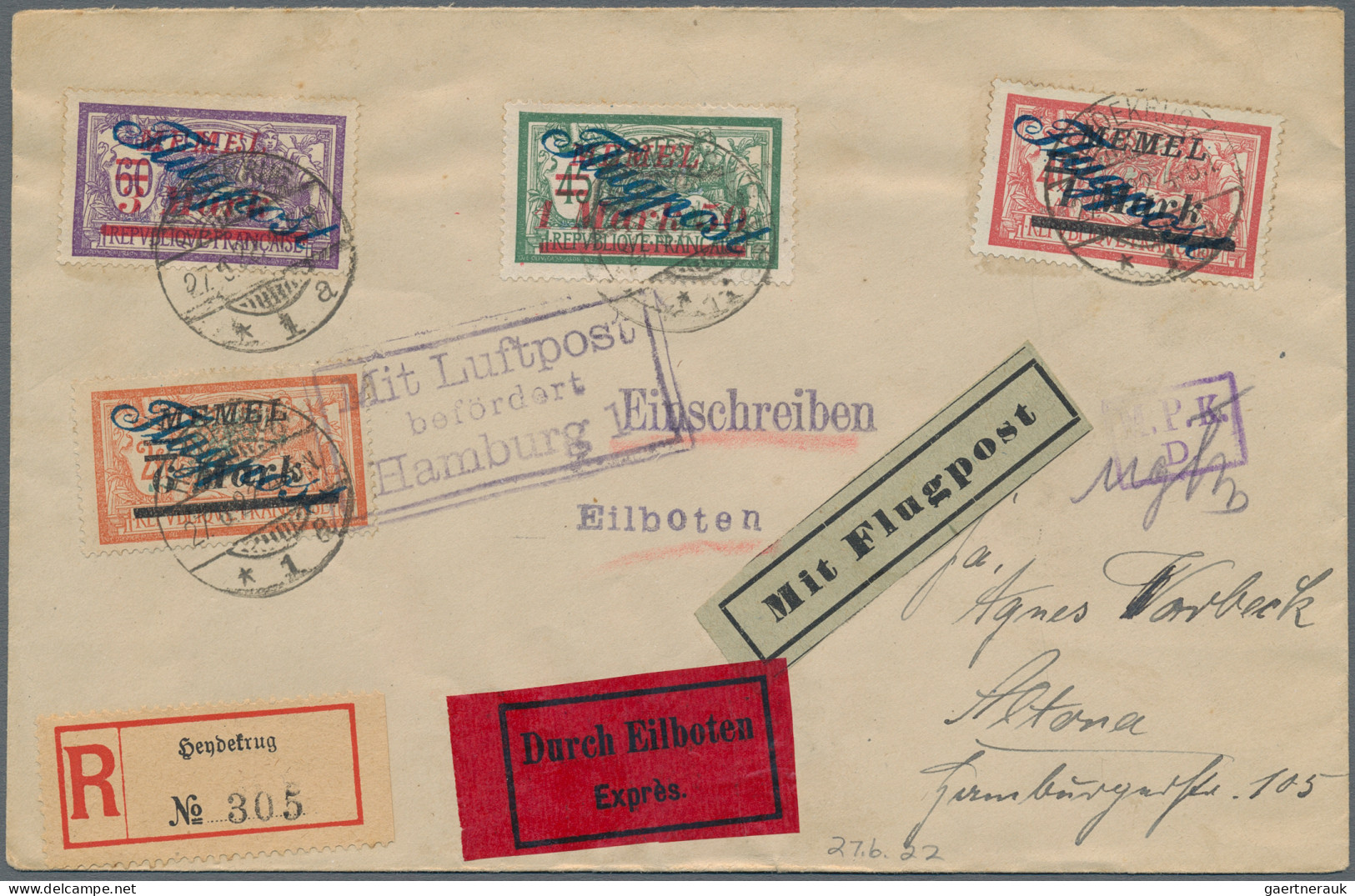 Memel: 1920/23, Kleine Grundstocksammlung Mit Marken Und Einigen Belegen. - Memelgebiet 1923