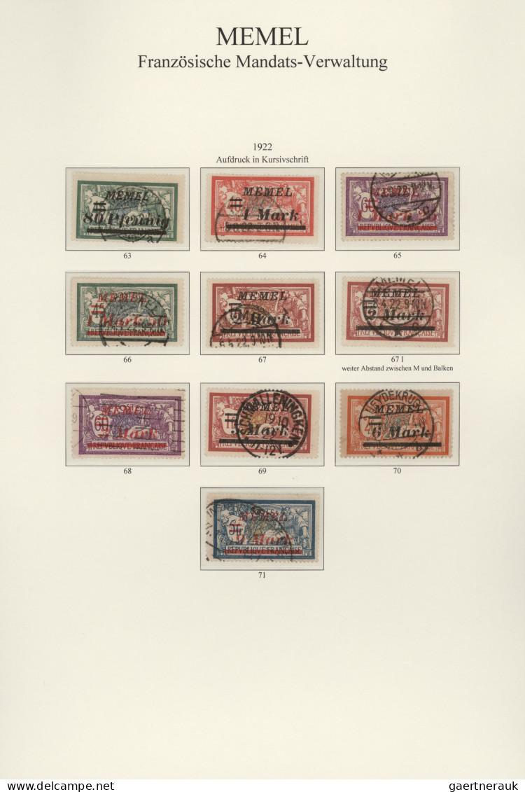 Memel: 1920-1923 Gestempelte Sammlung Der Verschiedenen Ausgaben Für Memel, Dabe - Memelland 1923