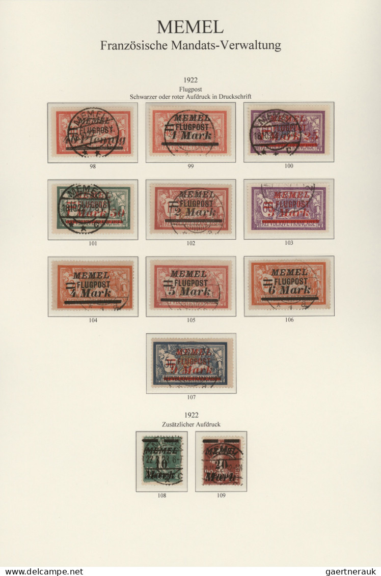 Memel: 1920-1923 Gestempelte Sammlung der verschiedenen Ausgaben für Memel, dabe