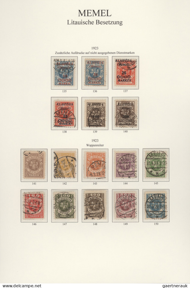 Memel: 1920-1923 Gestempelte Sammlung der verschiedenen Ausgaben für Memel, dabe