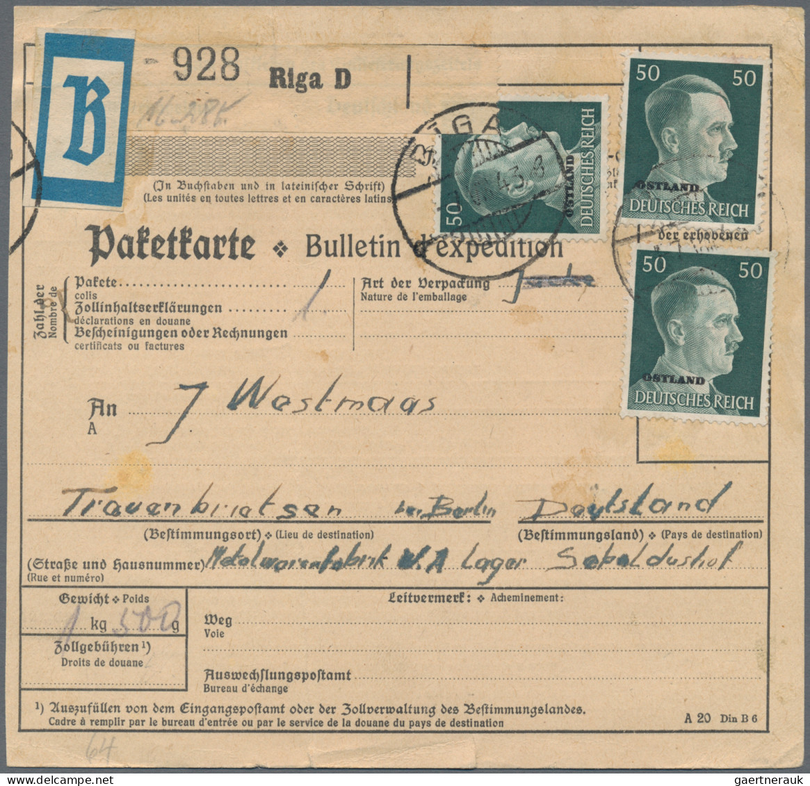 Dt. Besetzung II WK - Ostland: 1941/44, Kleiner Briefposten Von Ca. 64 Belegen S - Occupation 1938-45