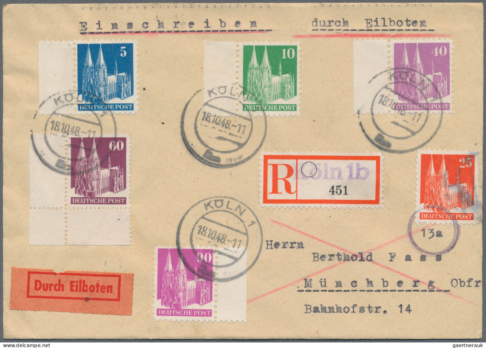 Deutschland nach 1945: 1945/54, umfangreicher Posten Briefe und Ganzsachen, dabe