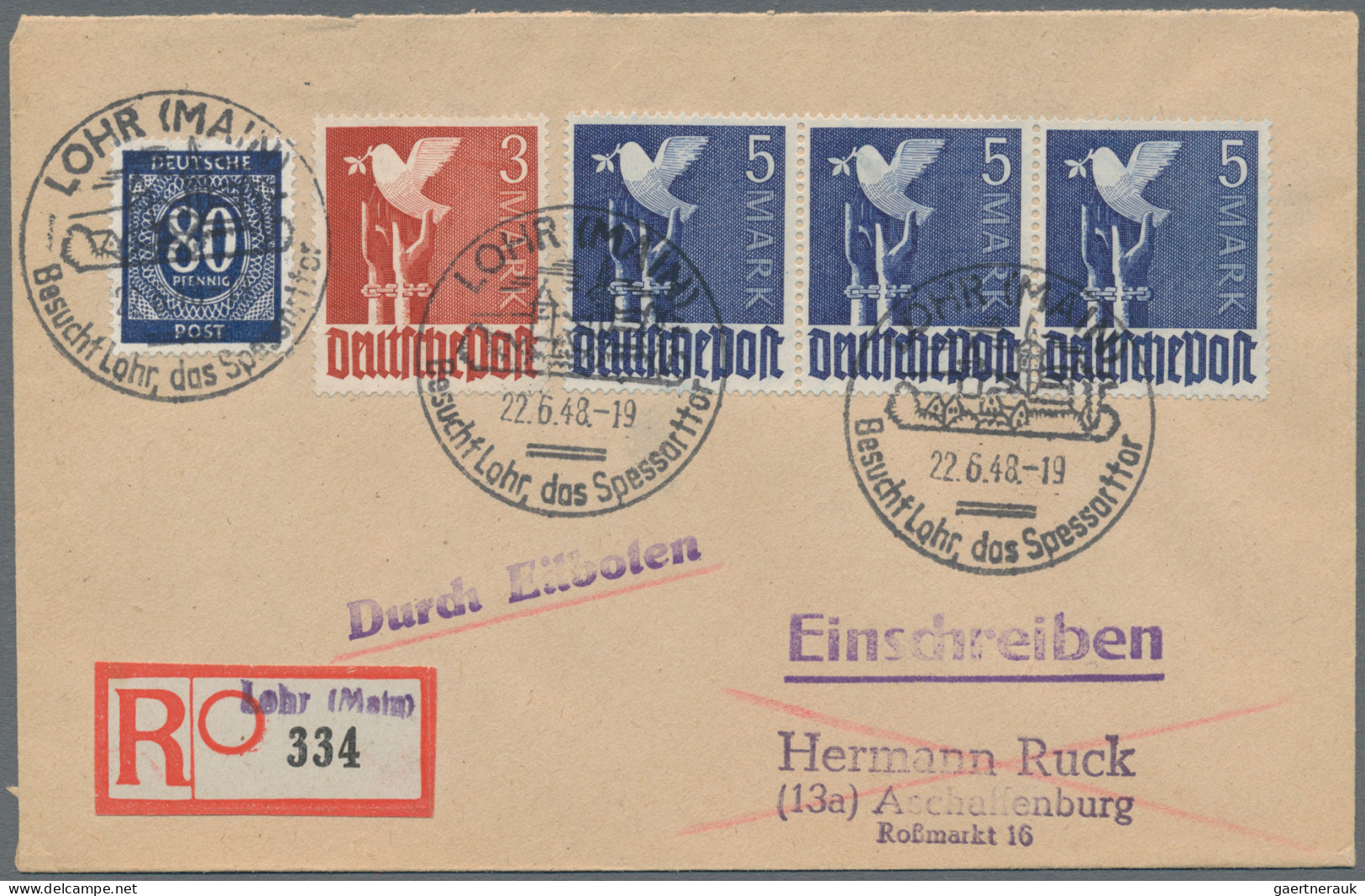 Deutschland ab 1945 - Gebühr Bezahlt: 1947-1948, inhaltsreiche Briefsammlung mit