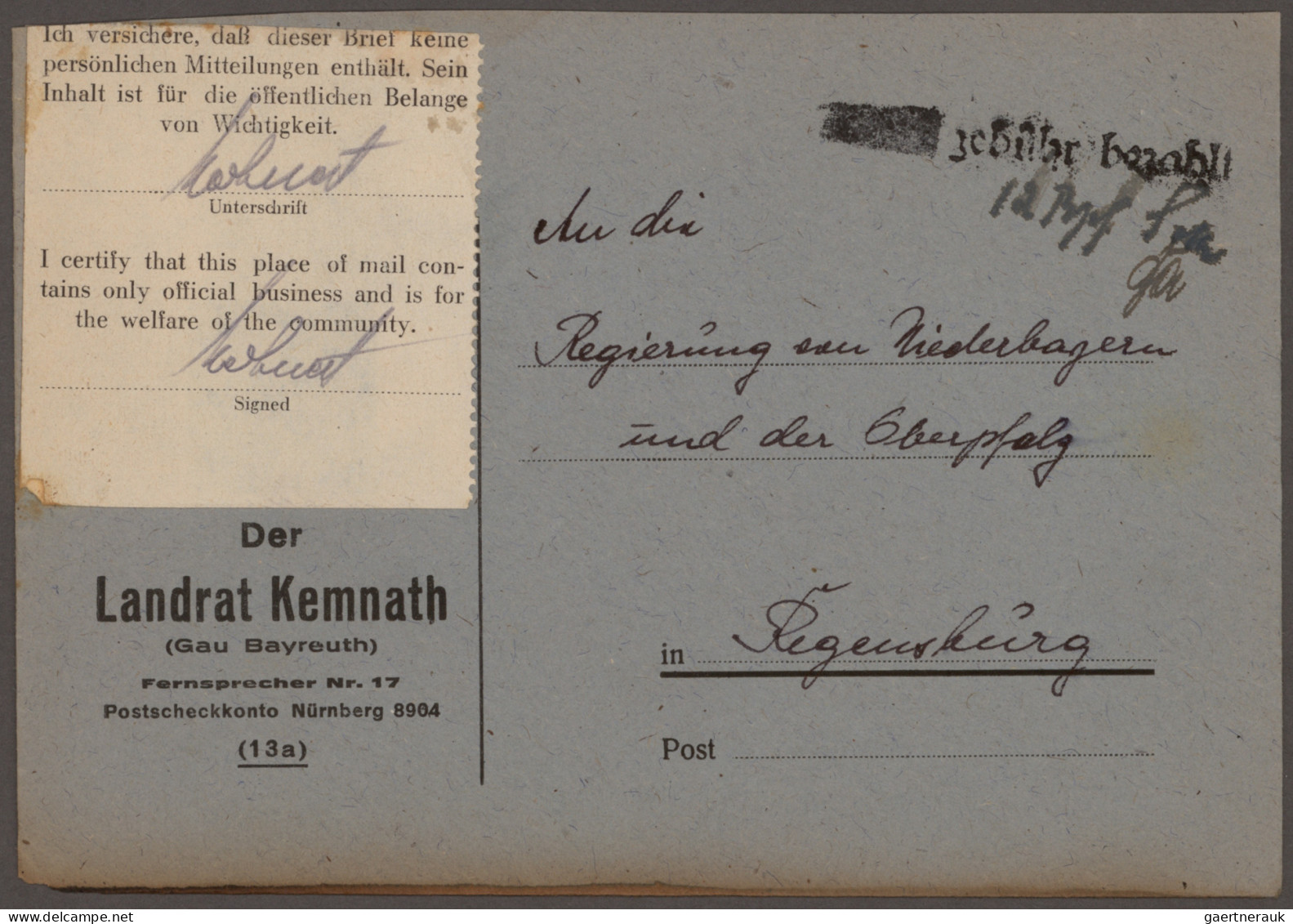Alliierte Besetzung - Gebühr Bezahlt: 1945/1946, Sammlung von ca. 100 Bedarfsbri