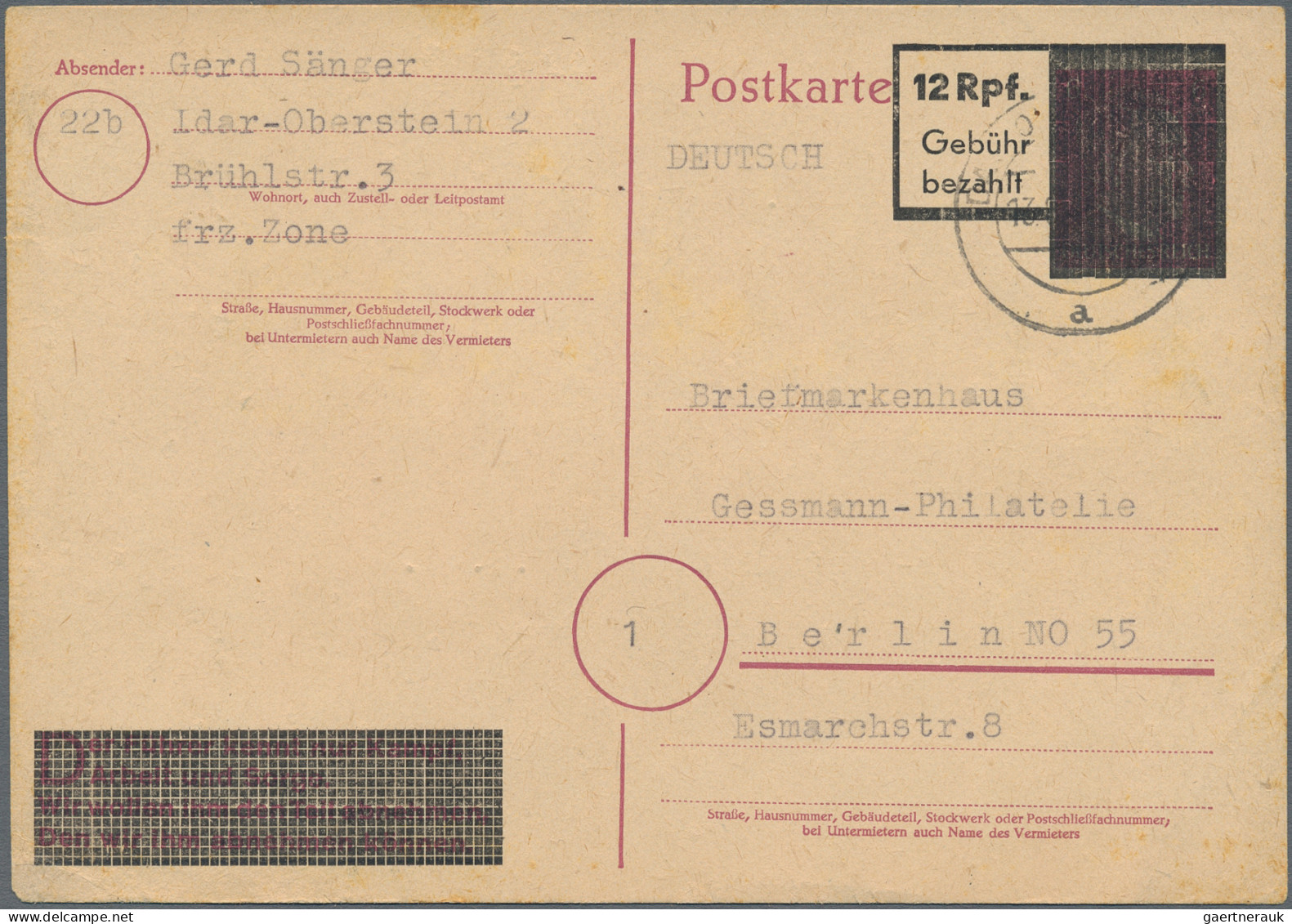 Alliierte Besetzung - Behelfsausgaben: Französische Zone: 1945/1946, Behelfs-/No