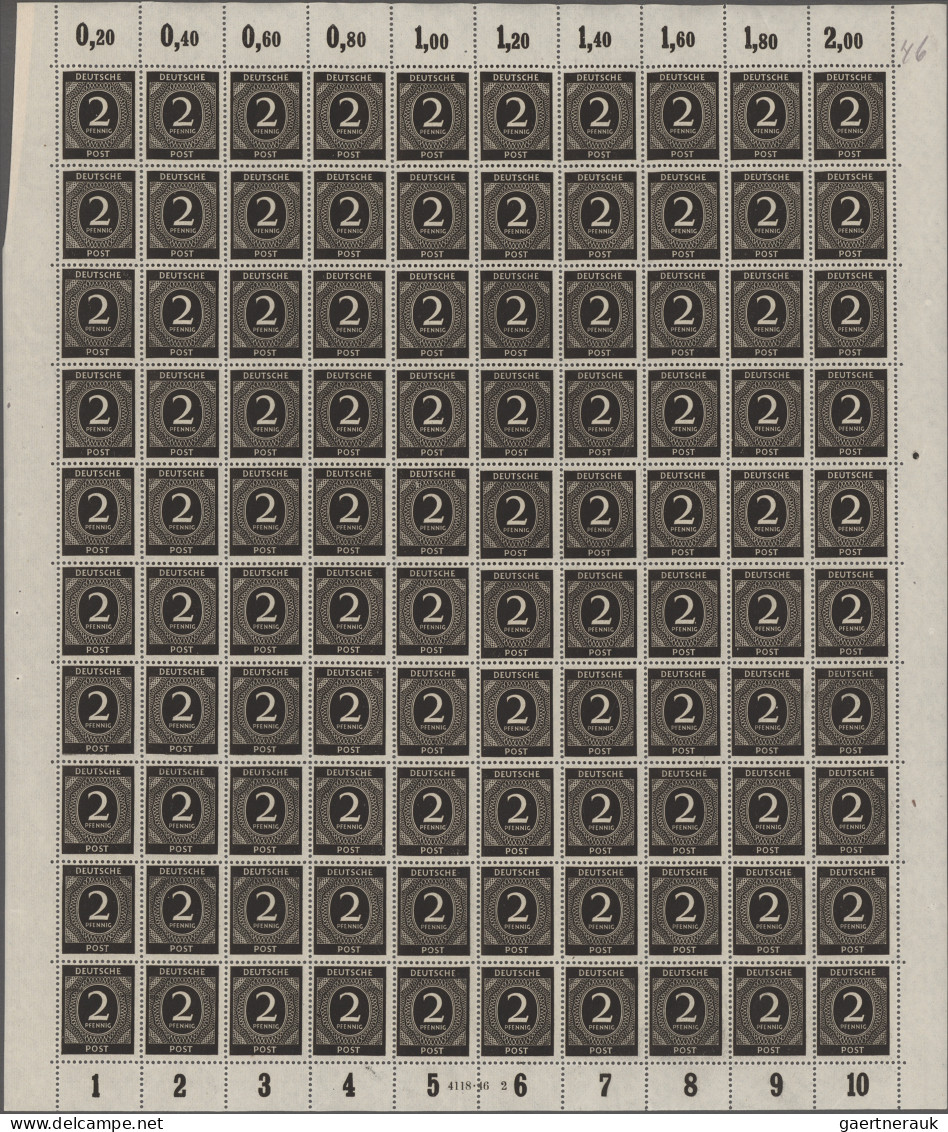 Alliierte Besetzung - Gemeinschaftsausgaben: 1946 Bogenpartie 2 Pf. Schwarz Bzw. - Otros & Sin Clasificación