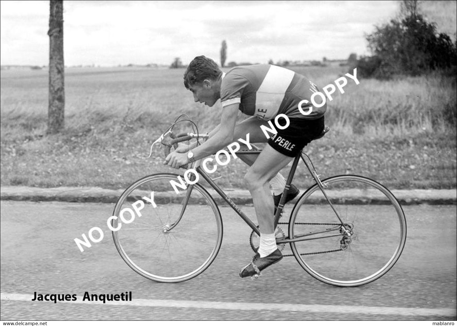 PHOTO CYCLISME REENFORCE GRAND QUALITÉ ( NO CARTE ), JACQUES ANQUETIL 1955 - Radsport
