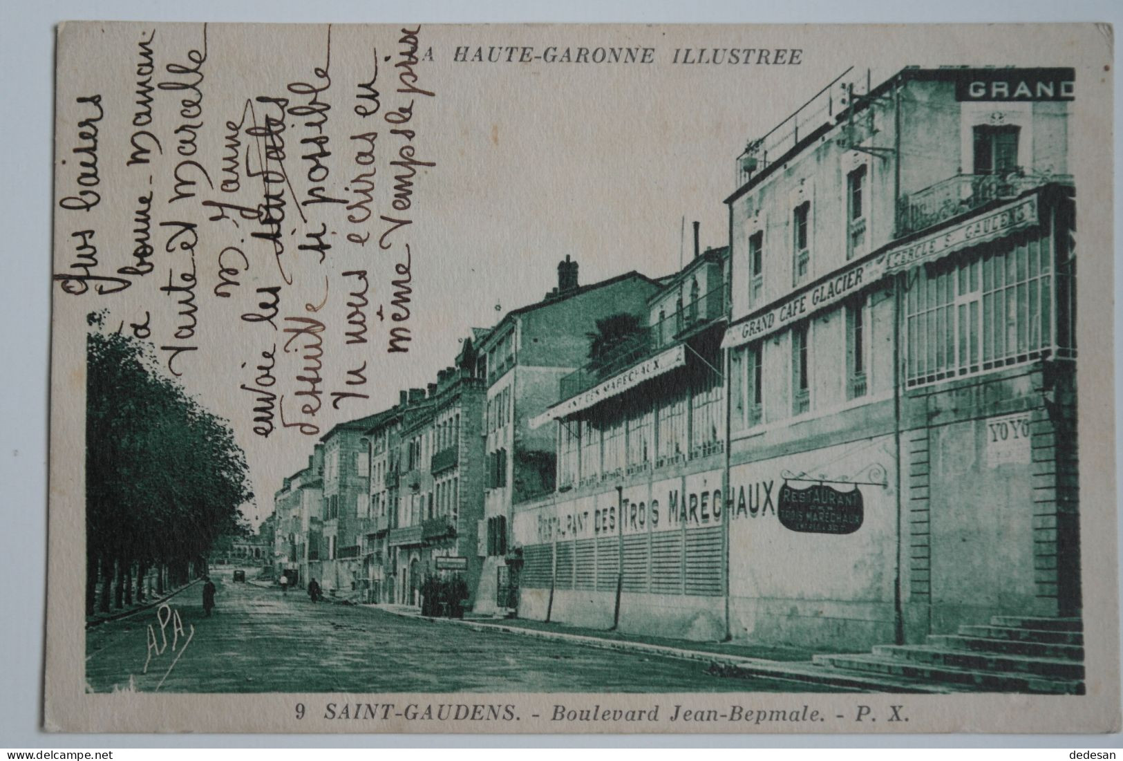 Cpa Sépia La Haute Garonne Illustrée SAINT GAUDENS Boulevard Jean Bepmale - BL85 - Saint Gaudens