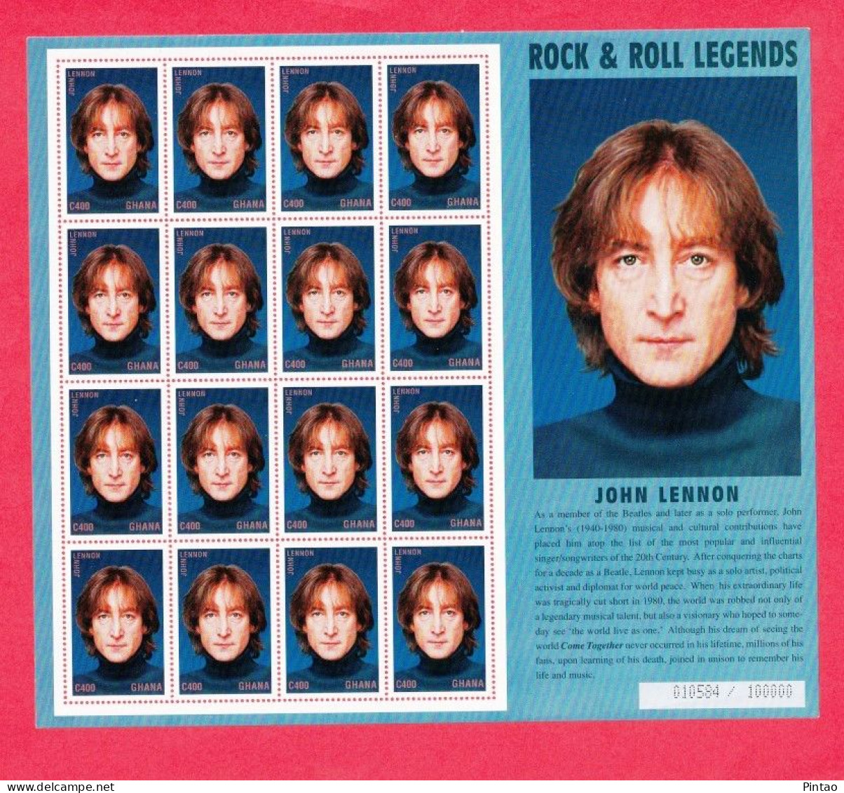 WW14511- GANA - MNH_ MÚSICA_ JOHN LENNON - Chanteurs