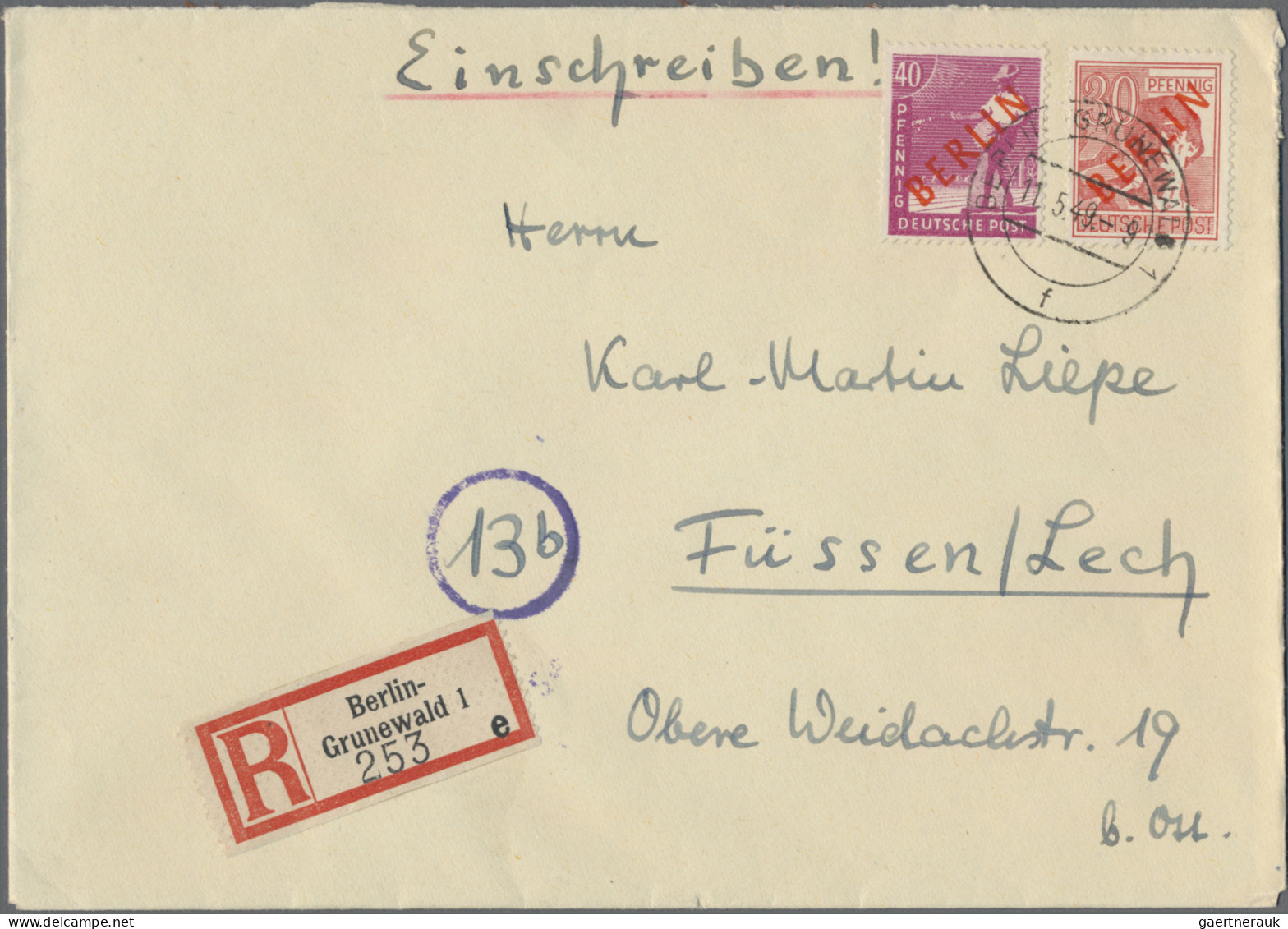 Berlin: 1949, Partie Von 14 Briefen/Karten Mit Frankaturen Rotaufdruck, Dabei Mi - Lettres & Documents