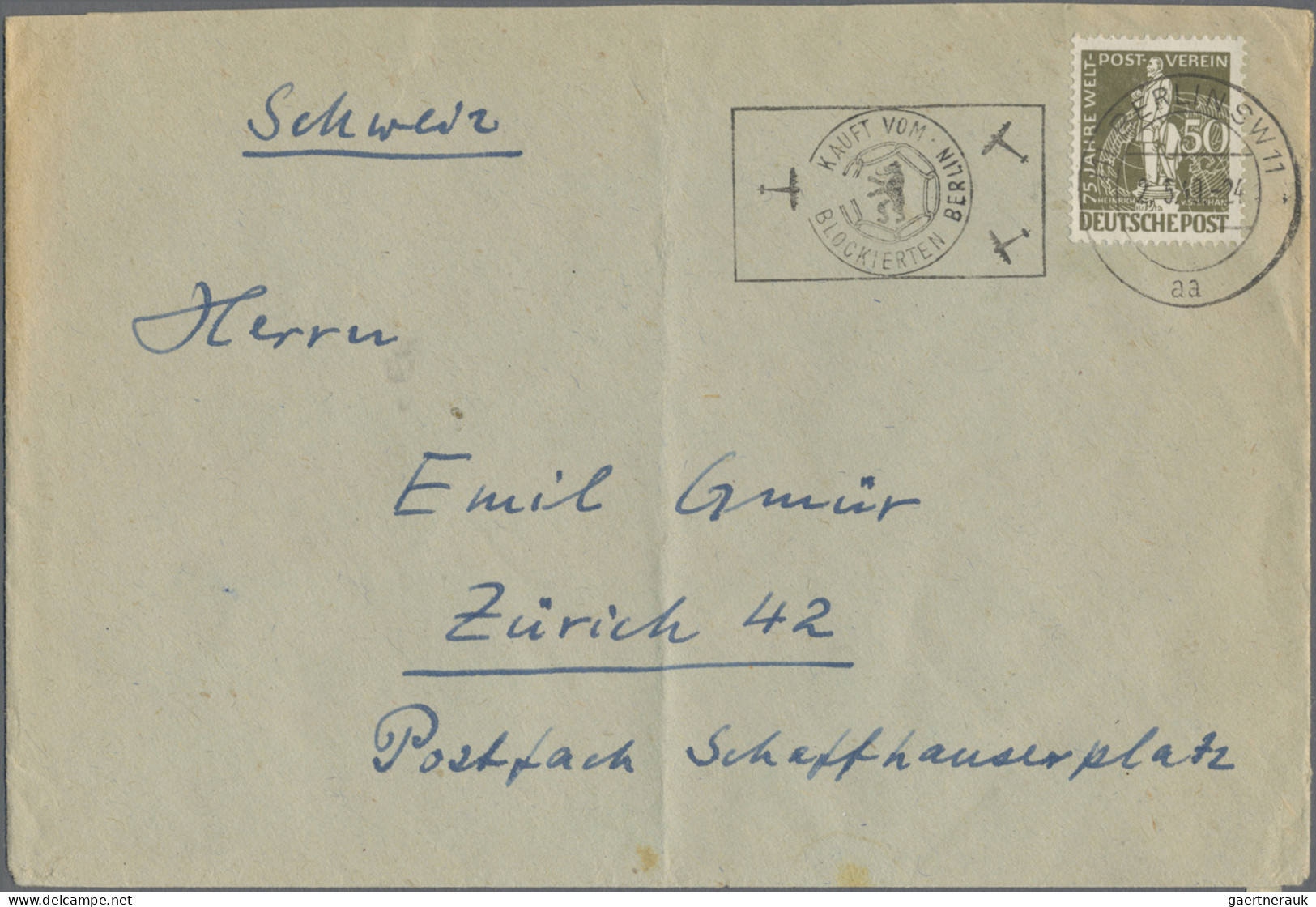 Berlin: 1949/1950, Partie Von Acht Briefen, Dabei 50 Pfg. Stephan Portogerechte - Lettres & Documents