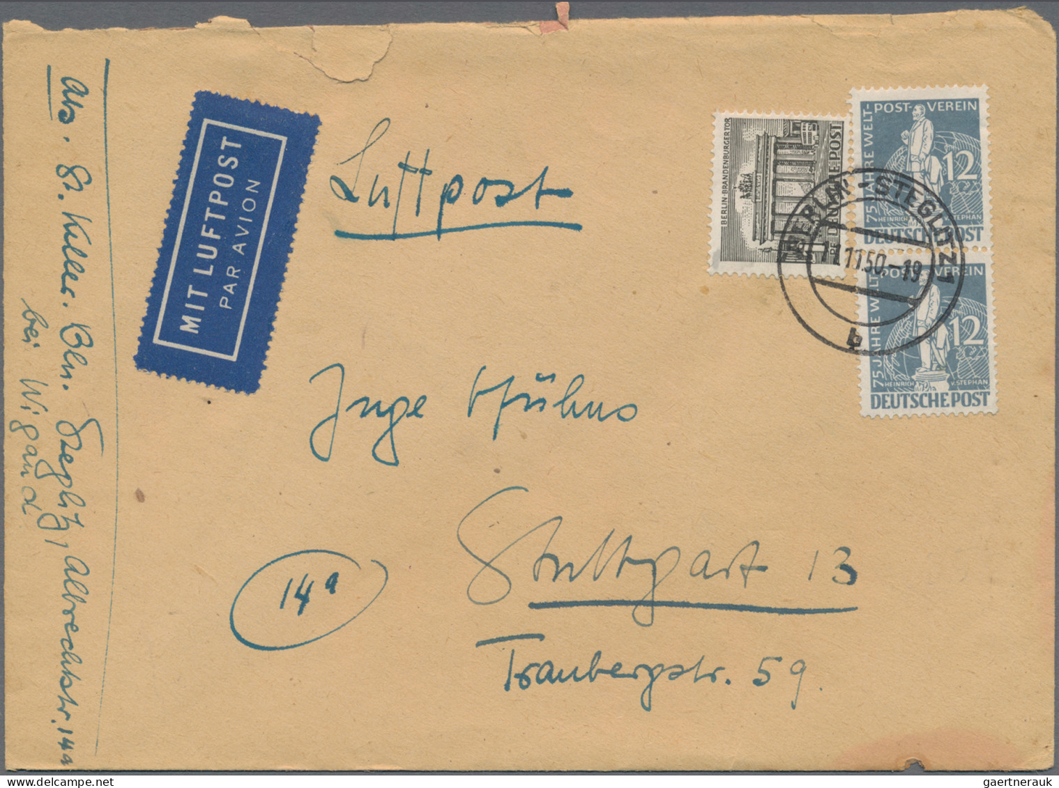 Berlin: 1949/1950, Partie Von Acht Briefen, Teils Etwas Beförderungsspuren, Dabe - Lettres & Documents
