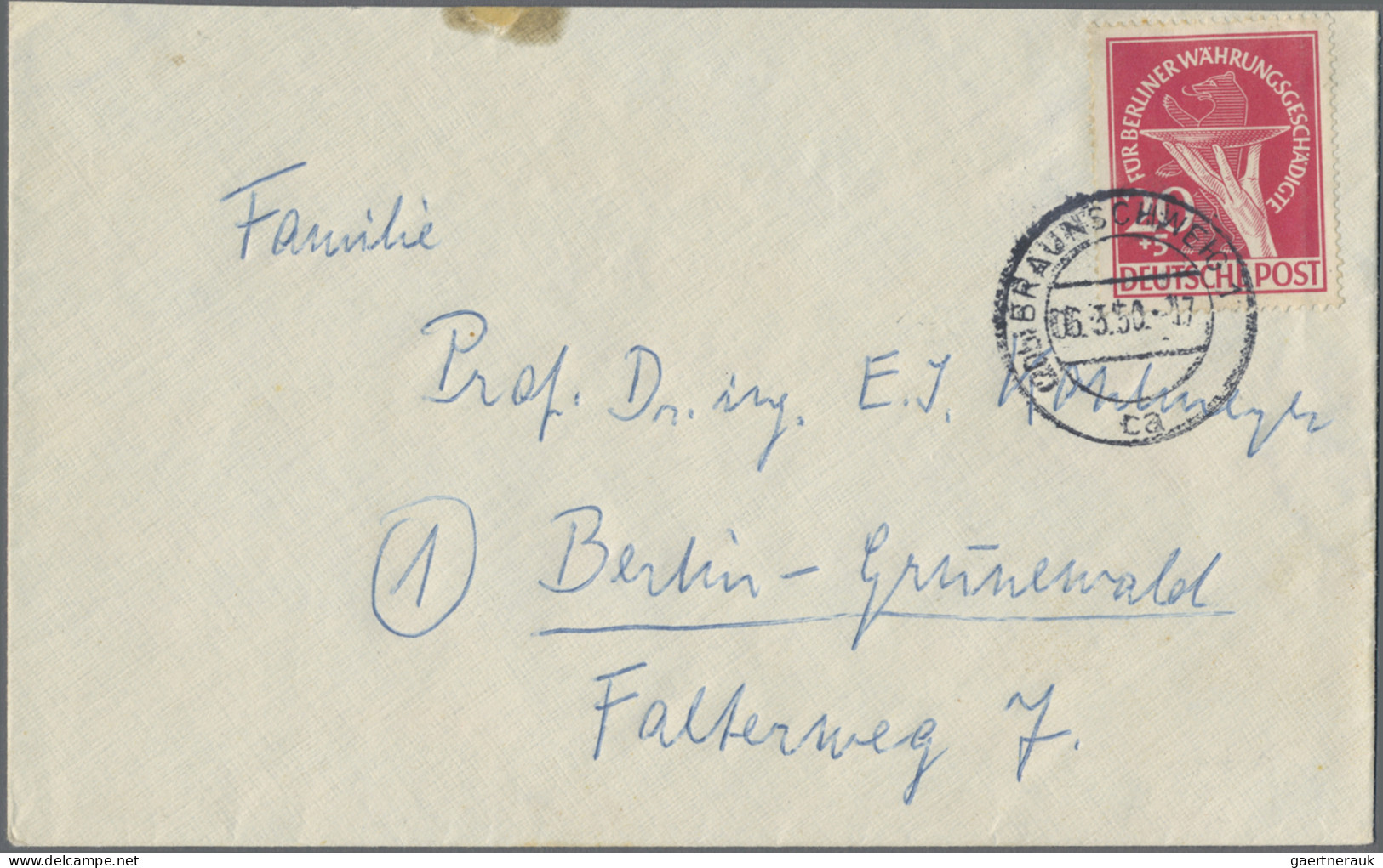Berlin: 1949/1950, Partie Von Acht Briefen, Teils Etwas Spuren, Dabei 10 Pfg. Wä - Lettres & Documents