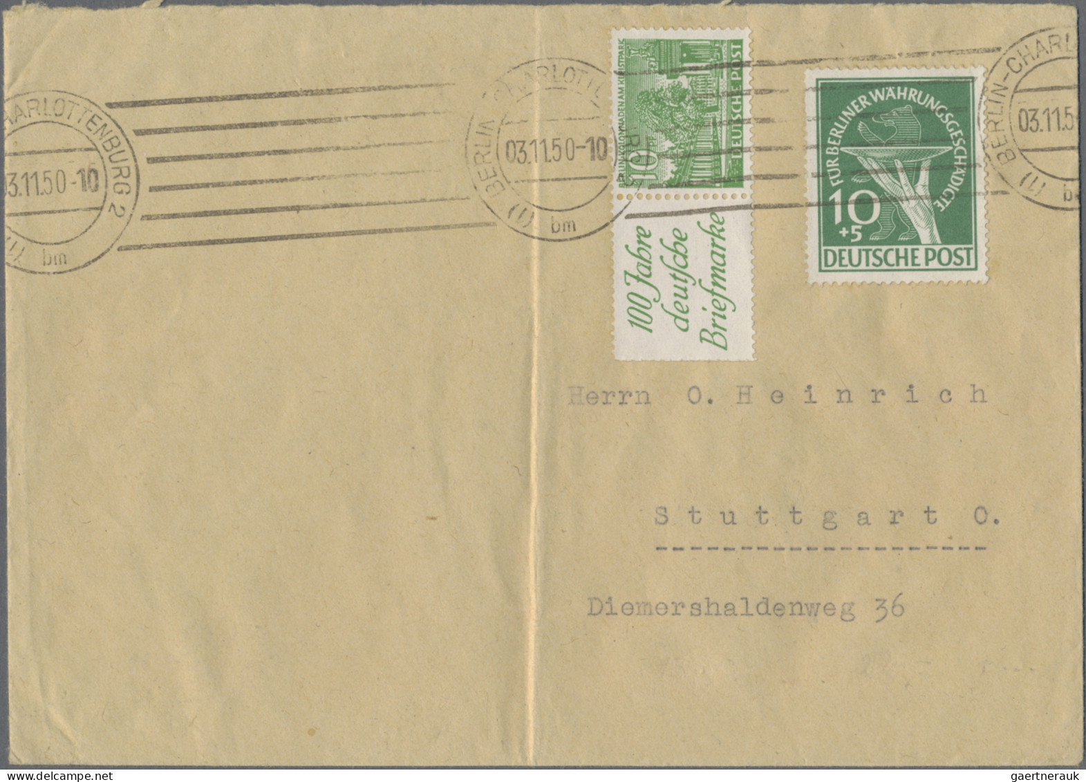 Berlin: 1949/1950, Partie Von Acht Briefen, Teils Etwas Spuren, Dabei 10 Pfg. Wä - Lettres & Documents