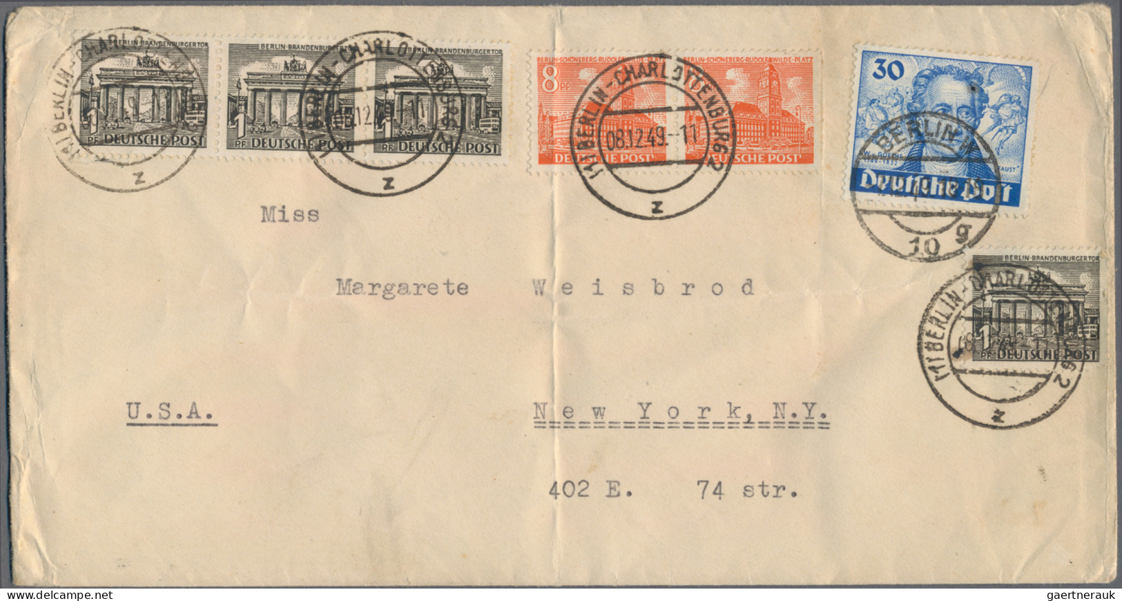 Berlin: 1949/1950, Partie Von Acht Briefen, Teils Etwas Spuren, Dabei 30 Pfg. Go - Lettres & Documents