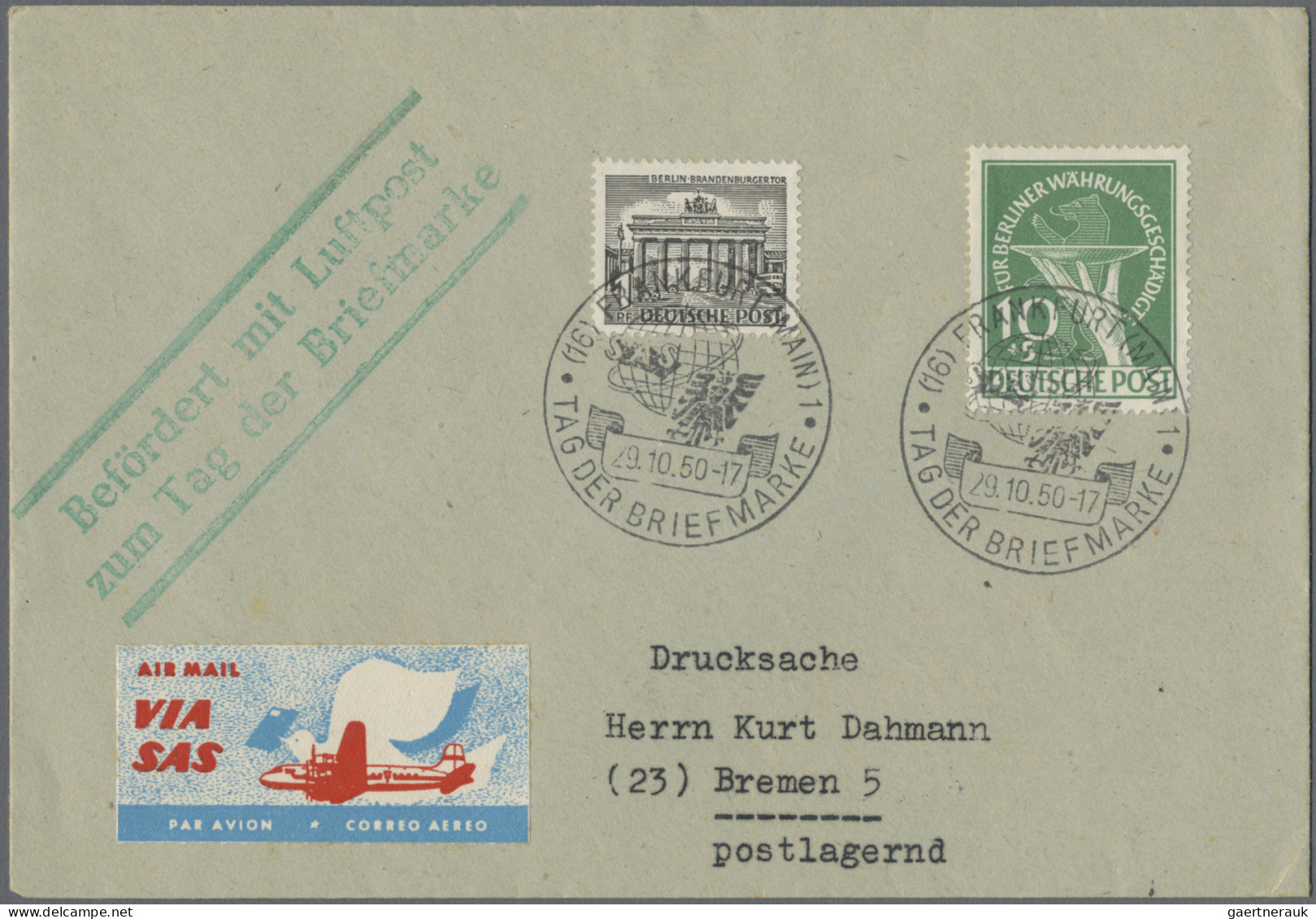 Berlin: 1949/1951, Partie Von Acht Briefen, Dabei 20 Pfg. Und 30 Pfg. Goethe Je - Lettres & Documents