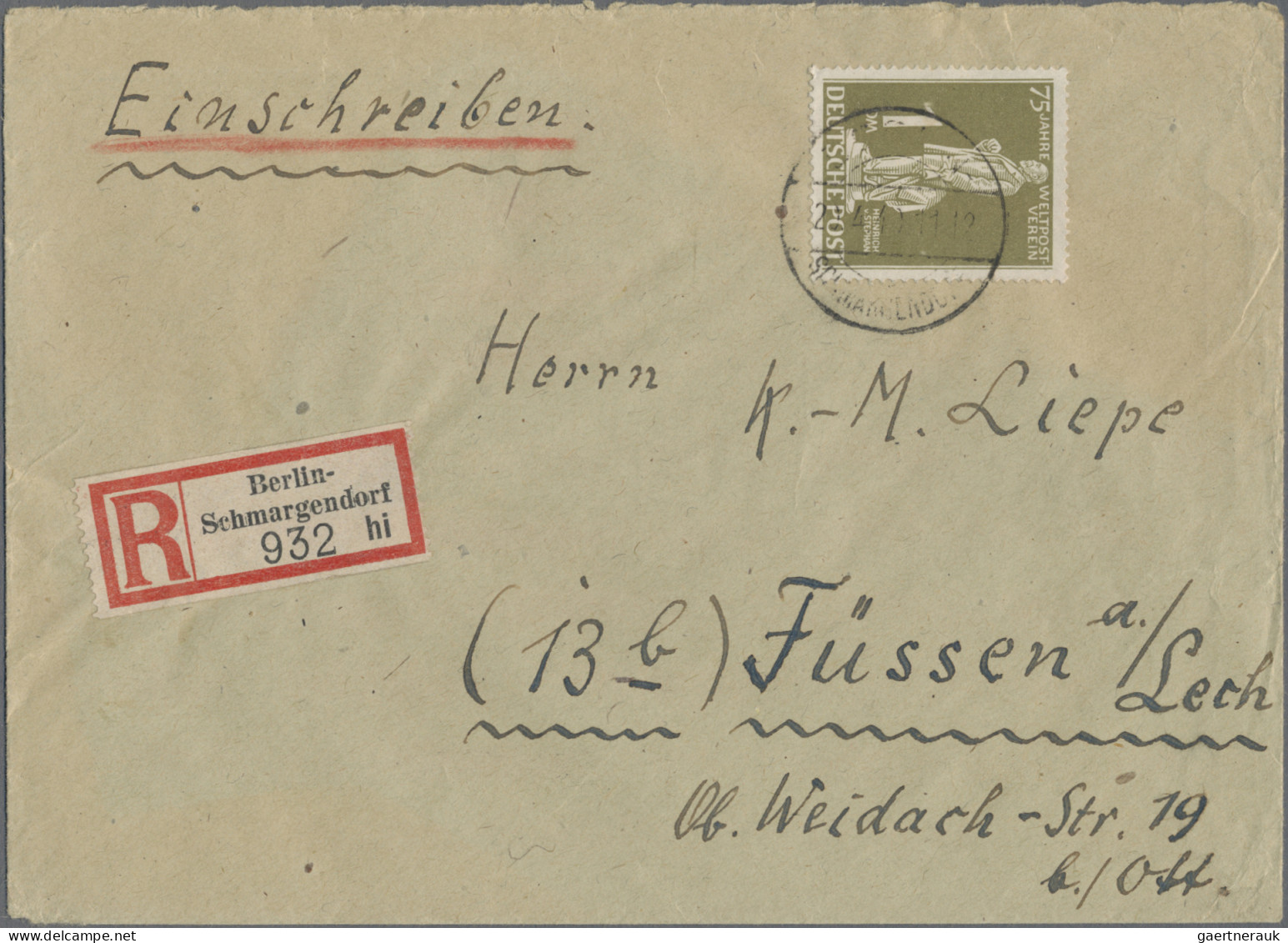 Berlin: 1949/1951, Partie Von Neun Briefen, Dabei 50 Pfg. Stephan Portogerechte - Lettres & Documents