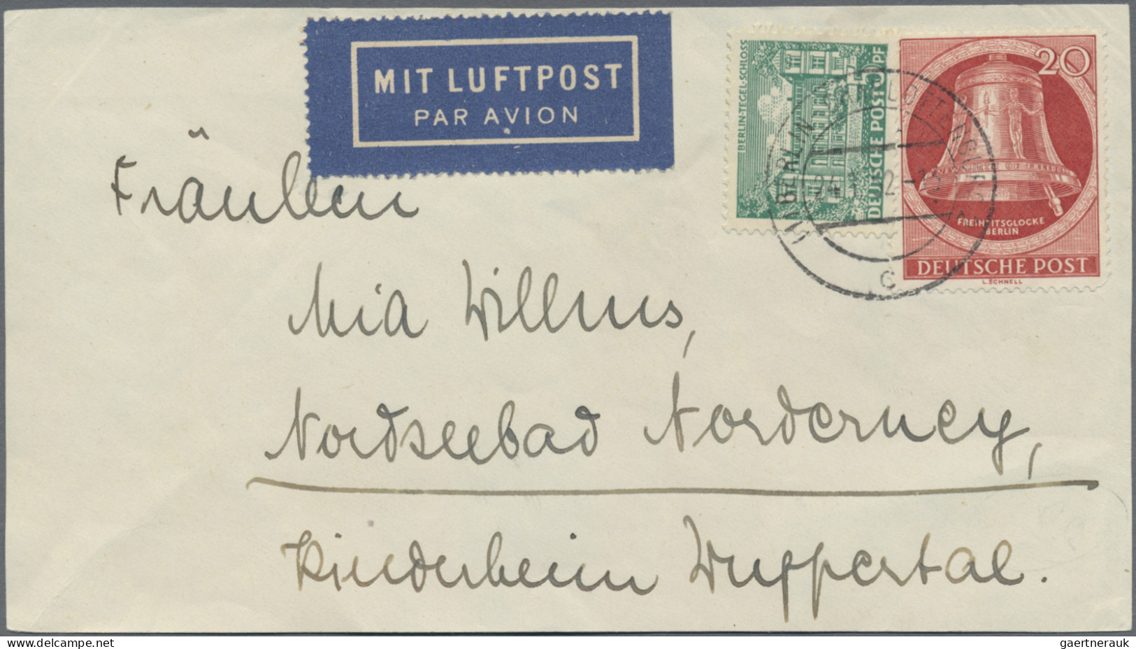 Berlin: 1949/1957, Partie Von Elf Belegen (plus Einer Vorderseite), Dabei Zwei E - Lettres & Documents