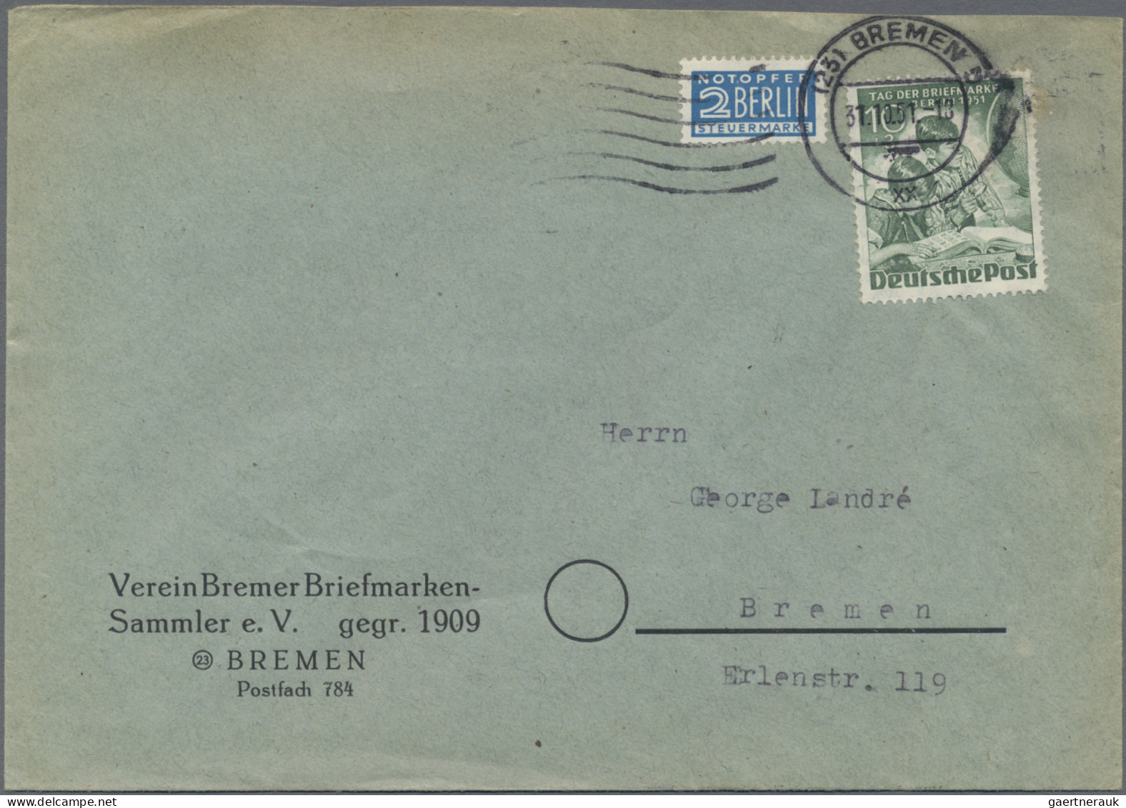 Berlin: 1949/1957, Partie Von Elf Belegen (plus Einer Vorderseite), Dabei Zwei E - Lettres & Documents