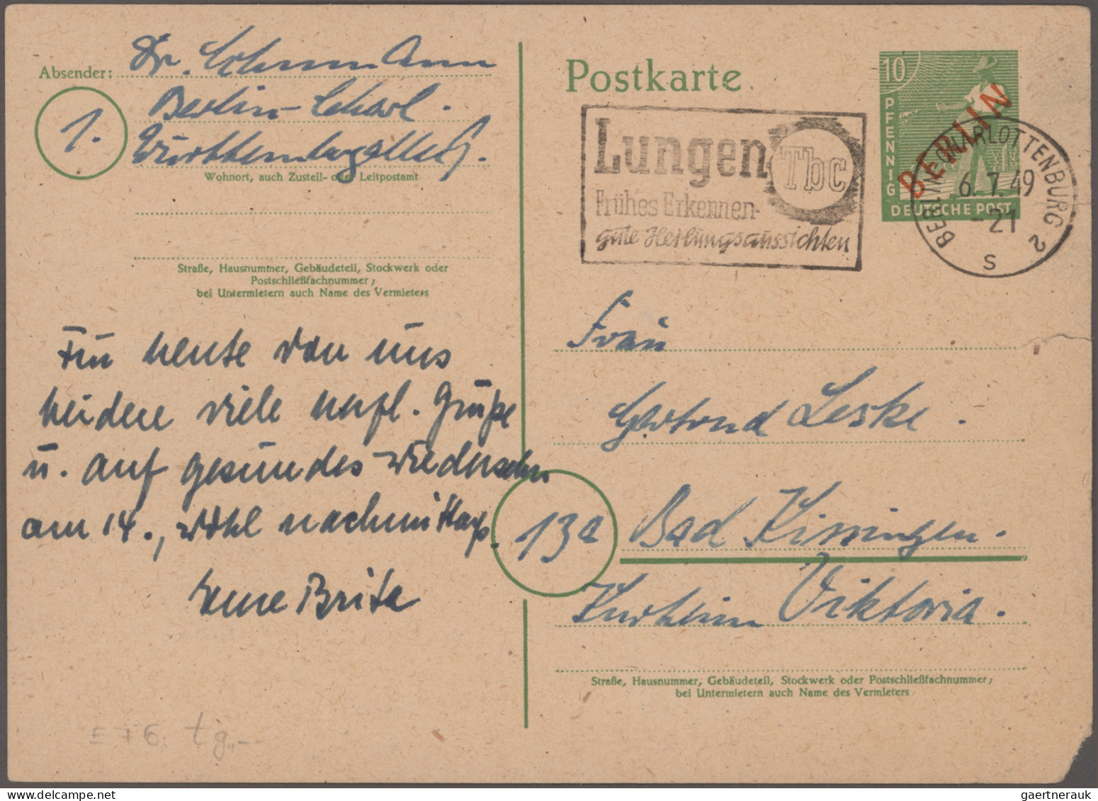Berlin: 1949/1964, saubere Partie von 59 Briefen und Karten, dabei bessere Frank