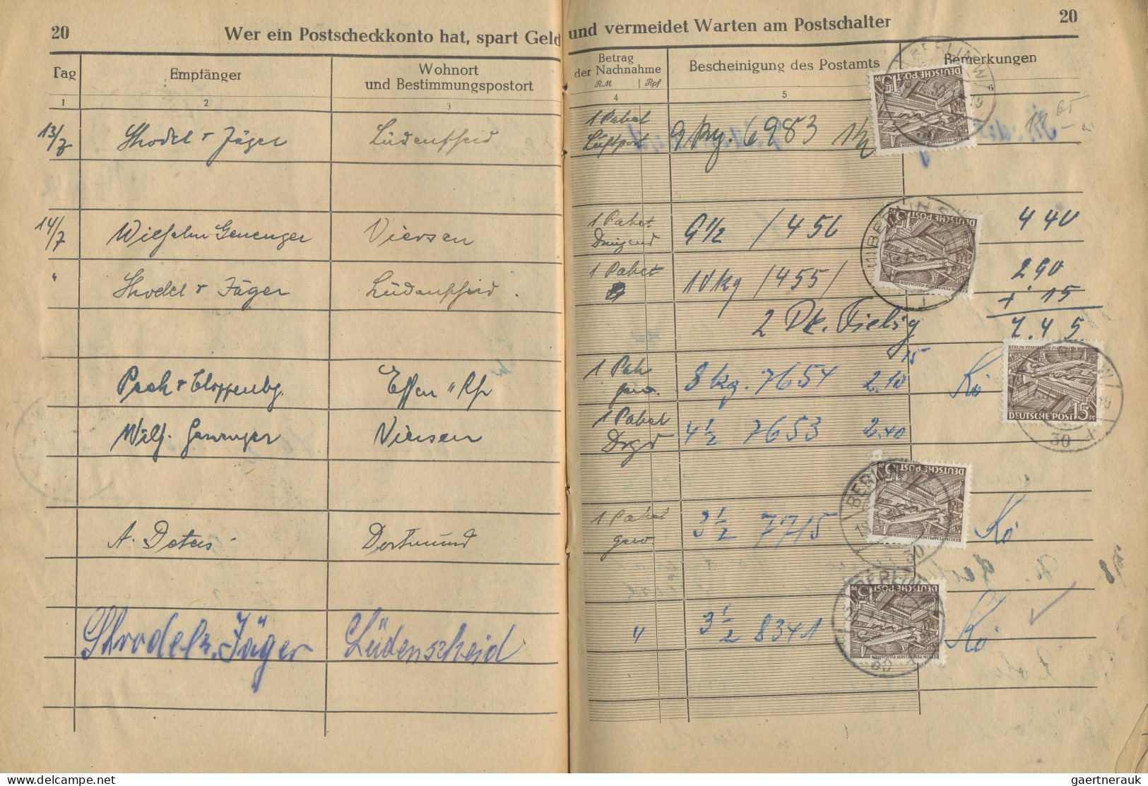 Berlin: 1950/1951, 3.2.50-7.3.51, Posteinlieferungsbuch Für Nachnahmen (lädiert/ - Lettres & Documents