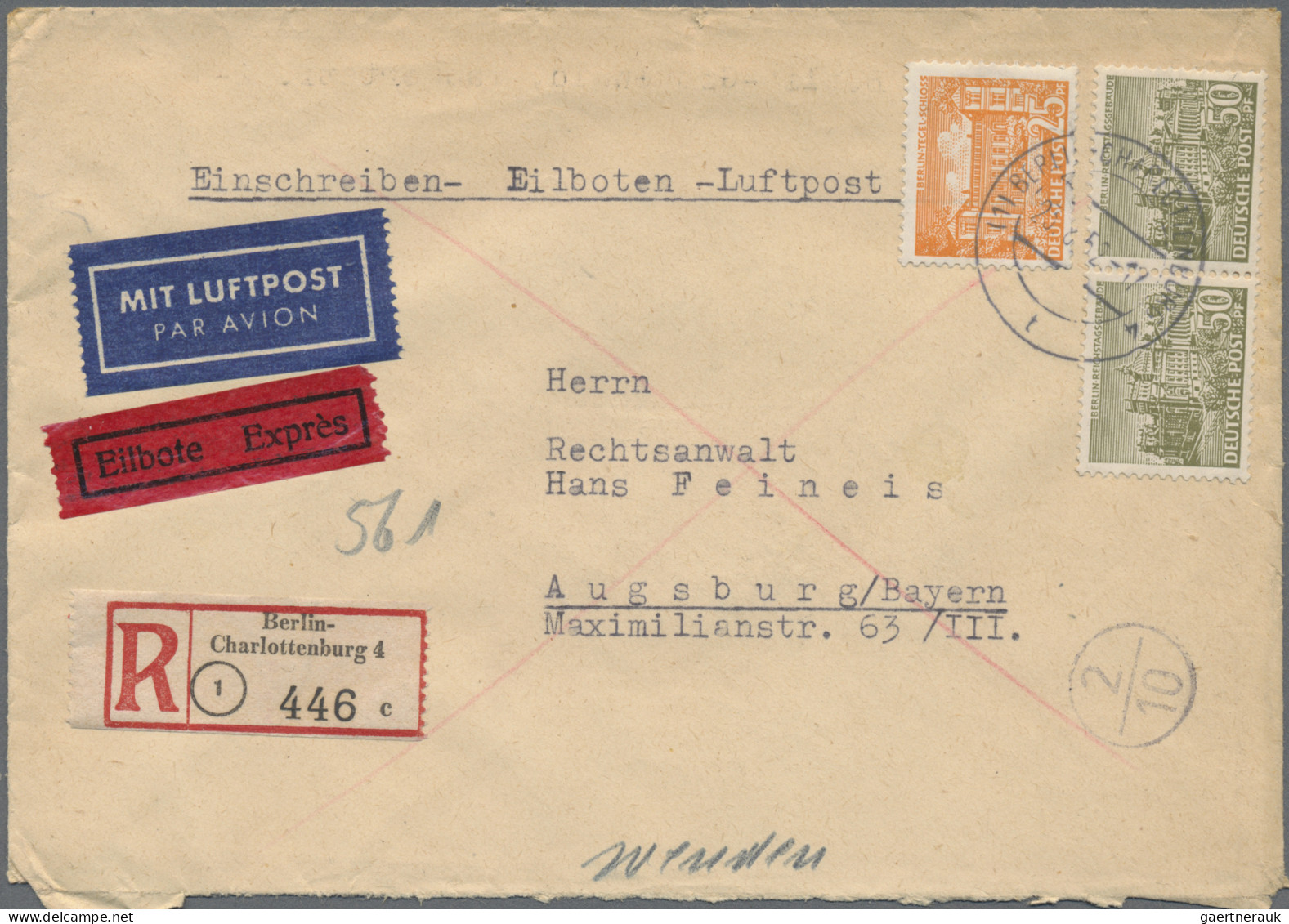 Berlin: 1952/1967, Partie von ca. 121 Bedarfs-Briefen und -Karten, alle mit auss