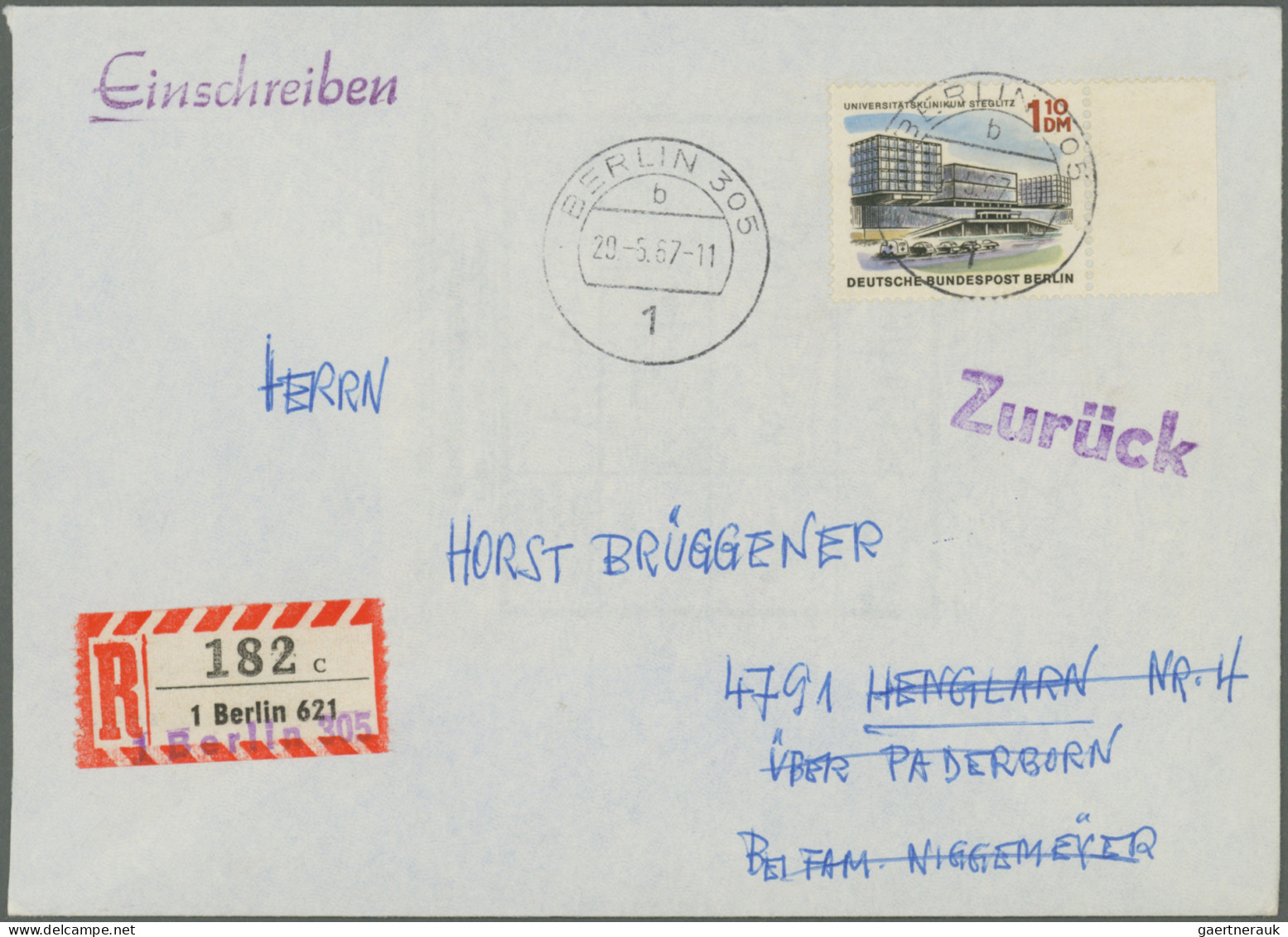 Berlin: 1962/1991, vielseitige Partie von ca. 165 Briefen und Karten, alle mit B