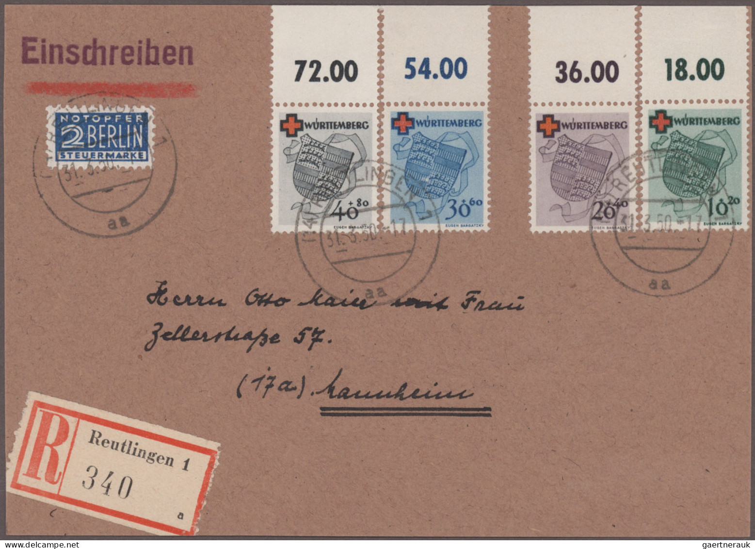 Französische Zone: 1945/1949, interessante Partie im Album mit zahlreichen Beleg