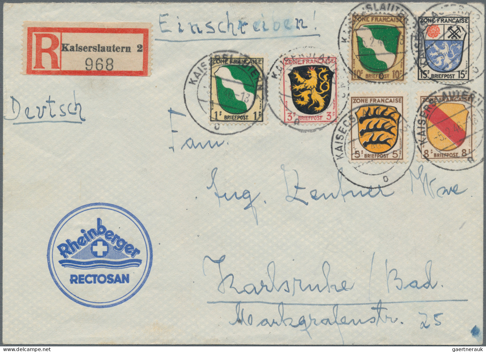 Französische Zone: 1945/1949, Posten Mit Ca. 90 Briefen, Karten Und Ganzsachen M - Autres & Non Classés