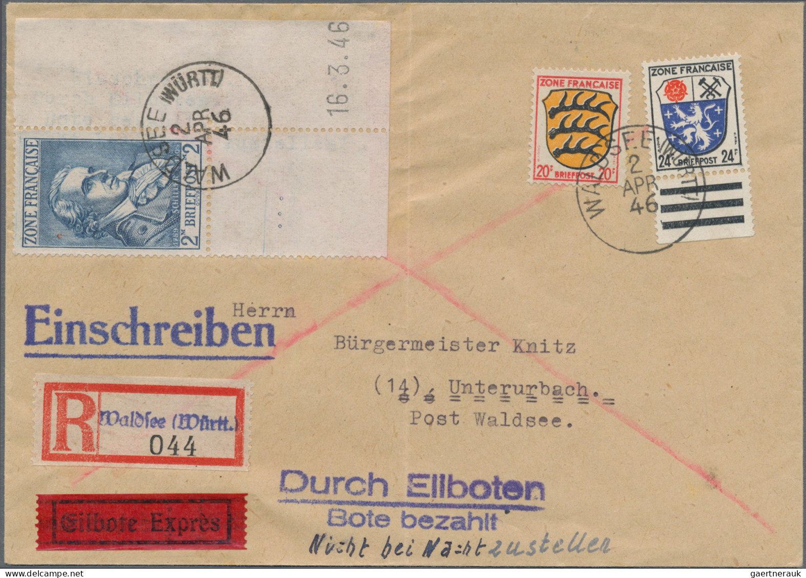 Französische Zone: 1945/1949, Posten Mit Ca. 90 Briefen, Karten Und Ganzsachen M - Autres & Non Classés