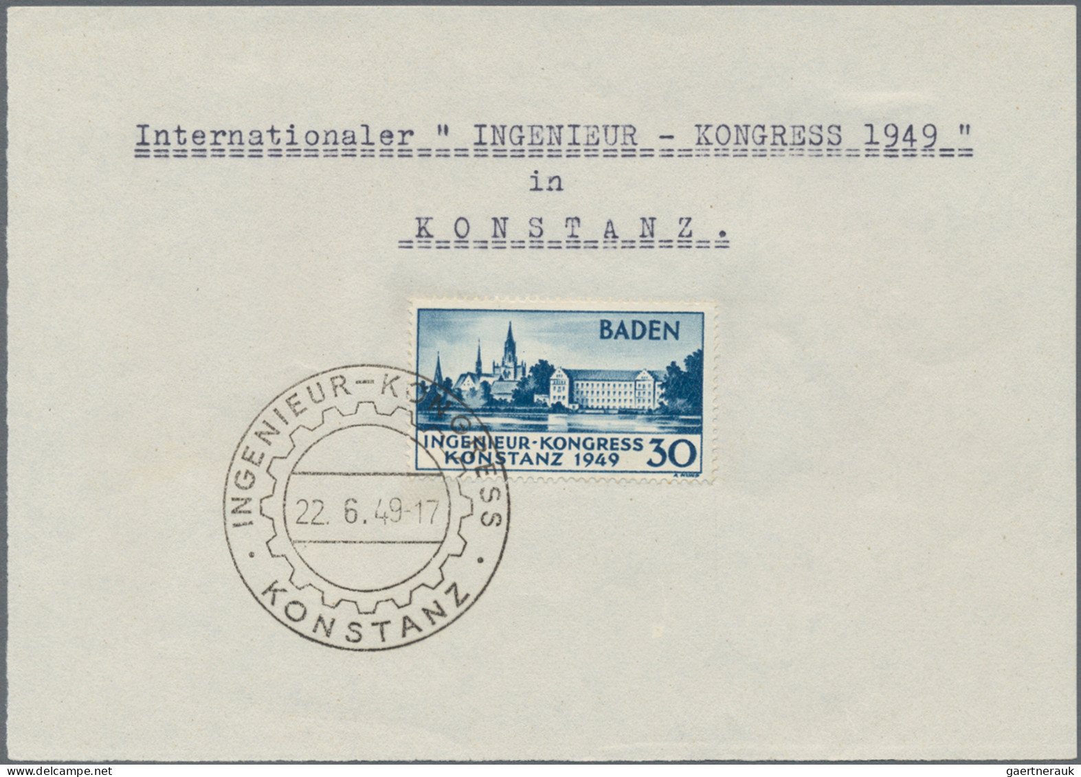 Französische Zone - Baden: 1949, Konstanz I, Spezialpartie mit 15 philatelistisc