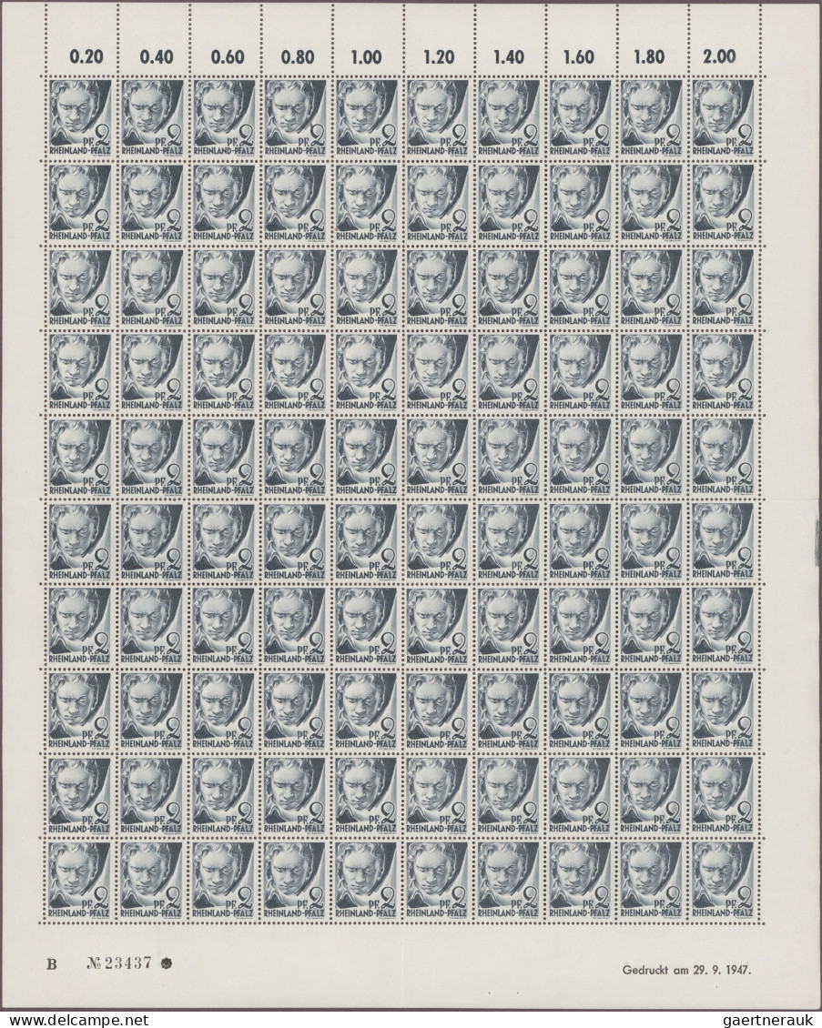 Französische Zone - Rheinland Pfalz: 1947, Freimarken 1. Ausgabe, Der Komplette - Autres & Non Classés