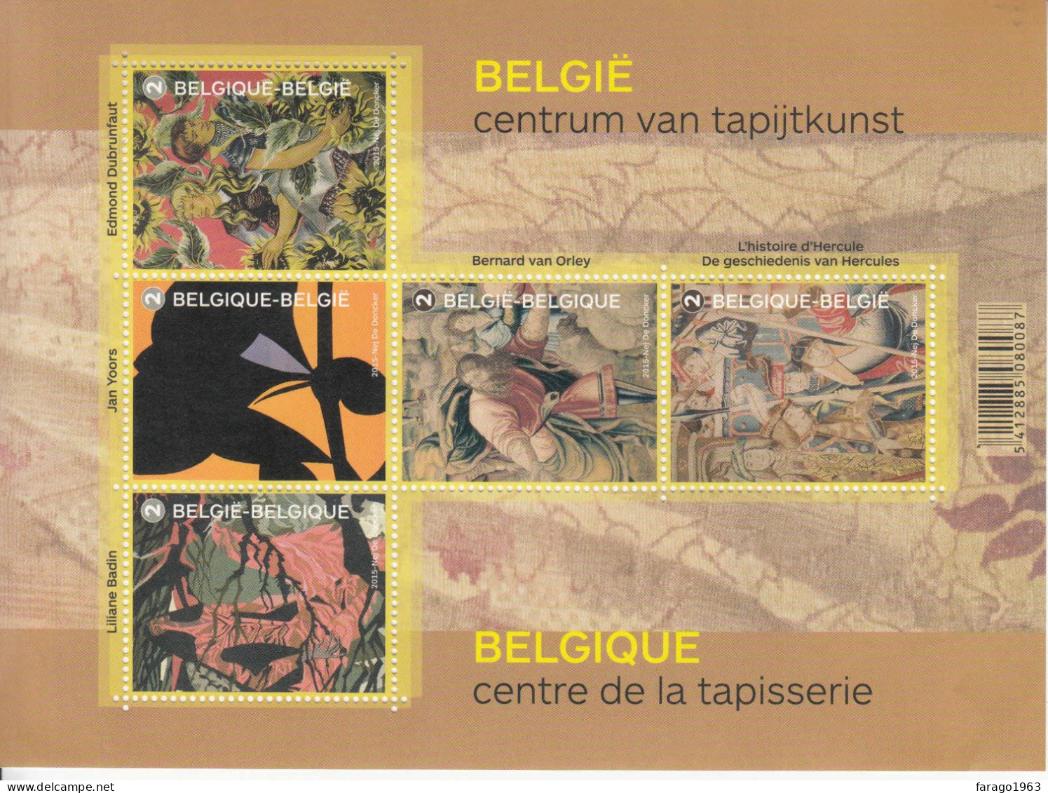 2015 Belgium Tapestries Art  Miniature Sheet Of 5  MNH @ BELOW FACE VALUE - Neufs