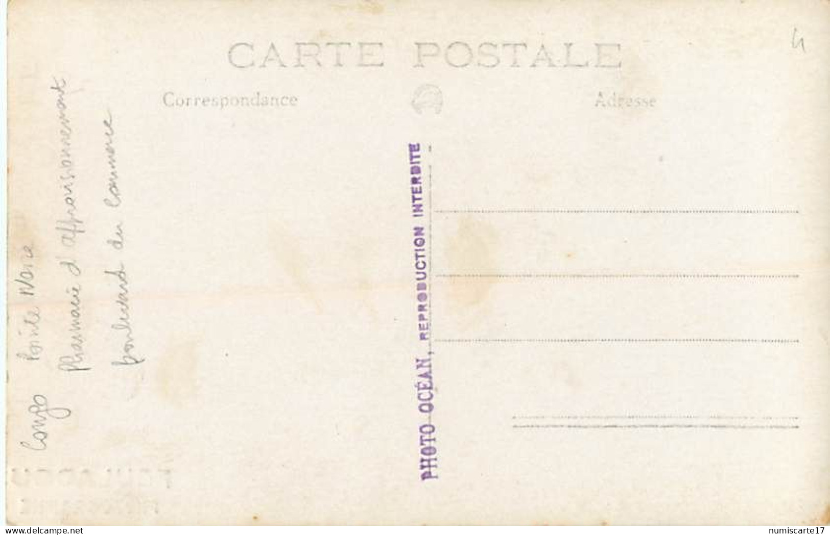 Cpa Carte Photo CONGO - POINTE NOIRE - Pharmacie D'approvisionnement, Boulevard Du Commerce - Photo Fouladou Photo Océan - Pointe-Noire