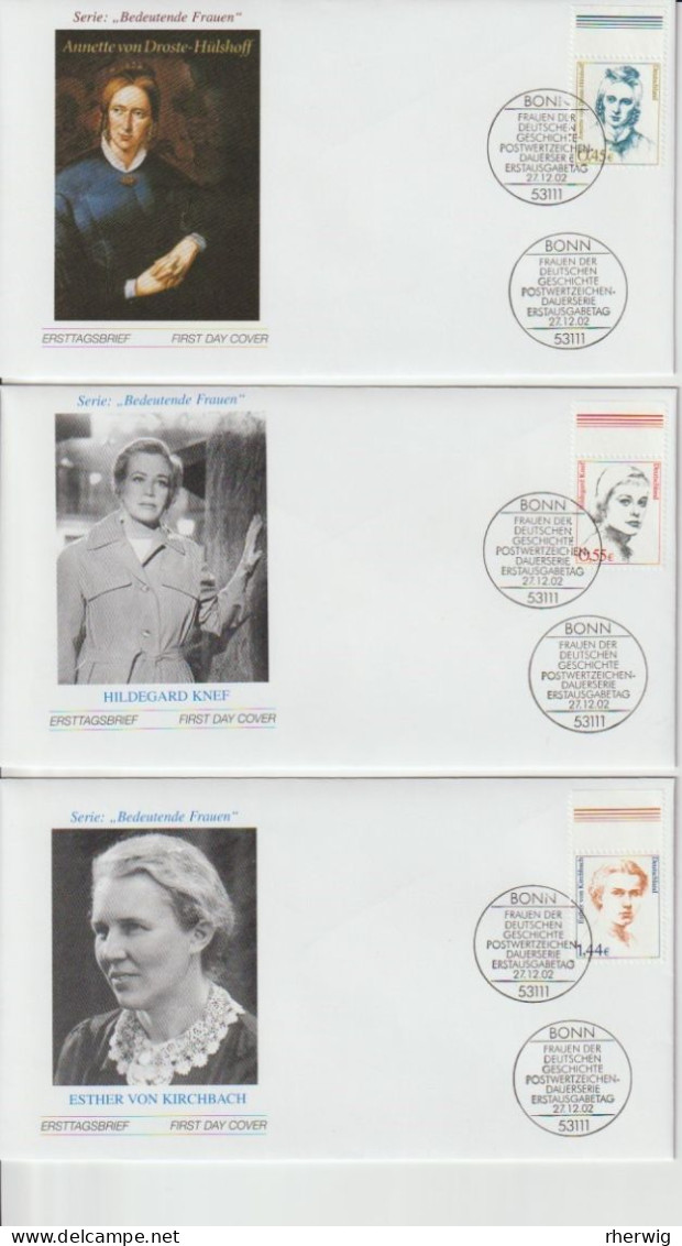 BRD,2002, 3 Schmuck-FDC Mit Mi.-Nr. 2295-2297 "Frauen Der Deutschen Geschichte (XXI)" - Lettres & Documents