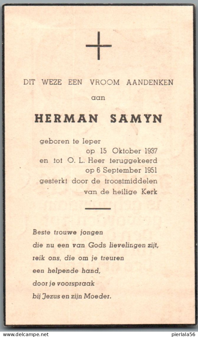 Bidprentje Ieper - Samyn Herman (1937-1951) - Andachtsbilder