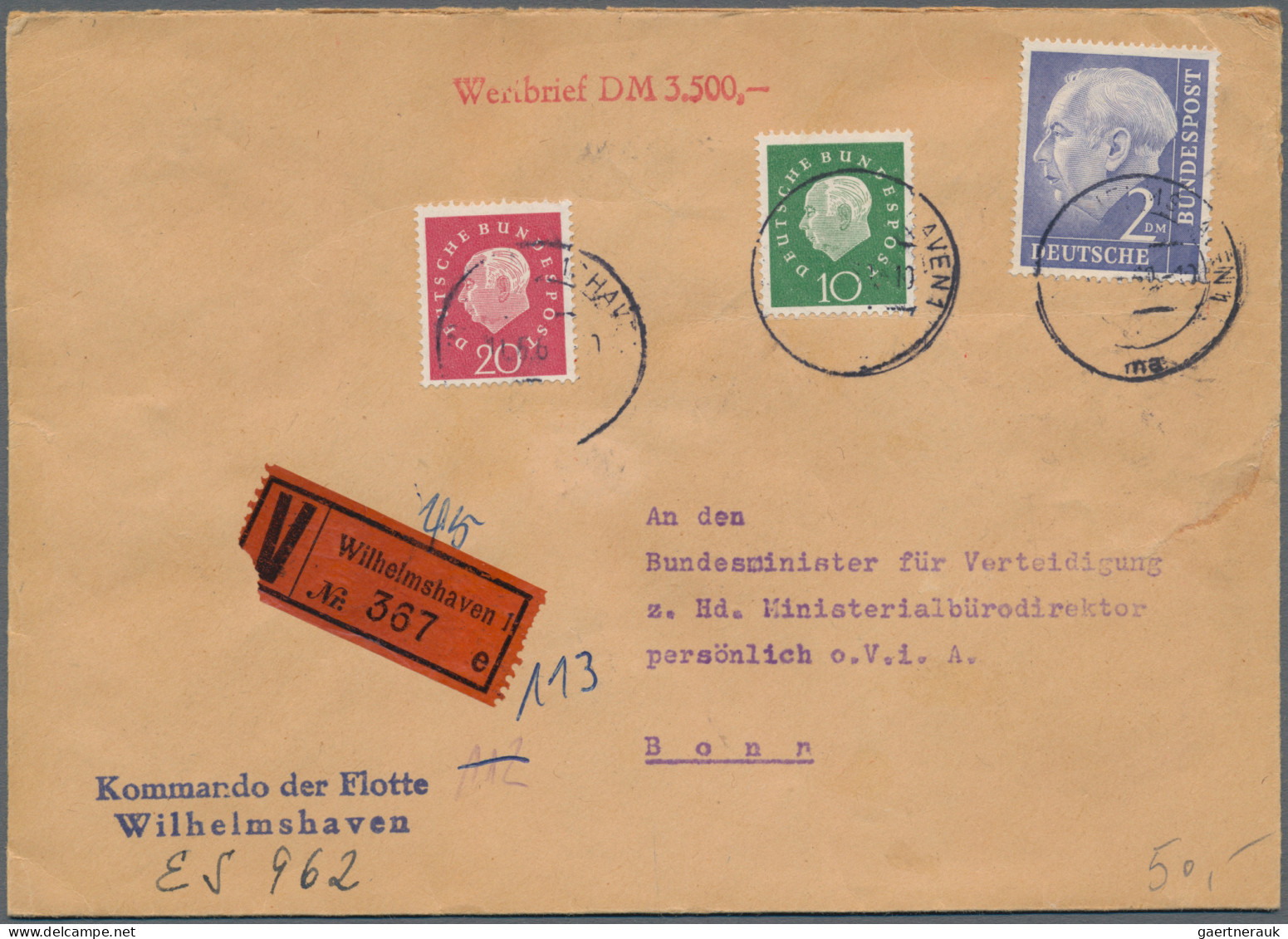Bundesrepublik Deutschland: 1954, HEUSS I, umfangreiche Sammlung mit ca. 350 Bel