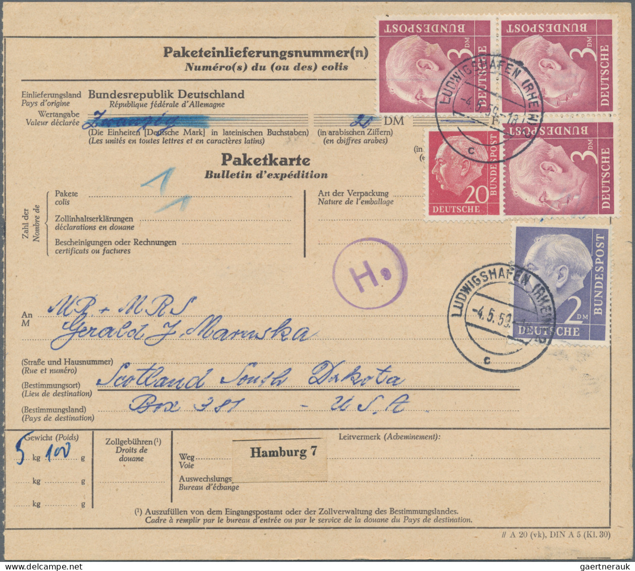 Bundesrepublik Deutschland: 1954, HEUSS I, umfangreiche Sammlung mit ca. 350 Bel