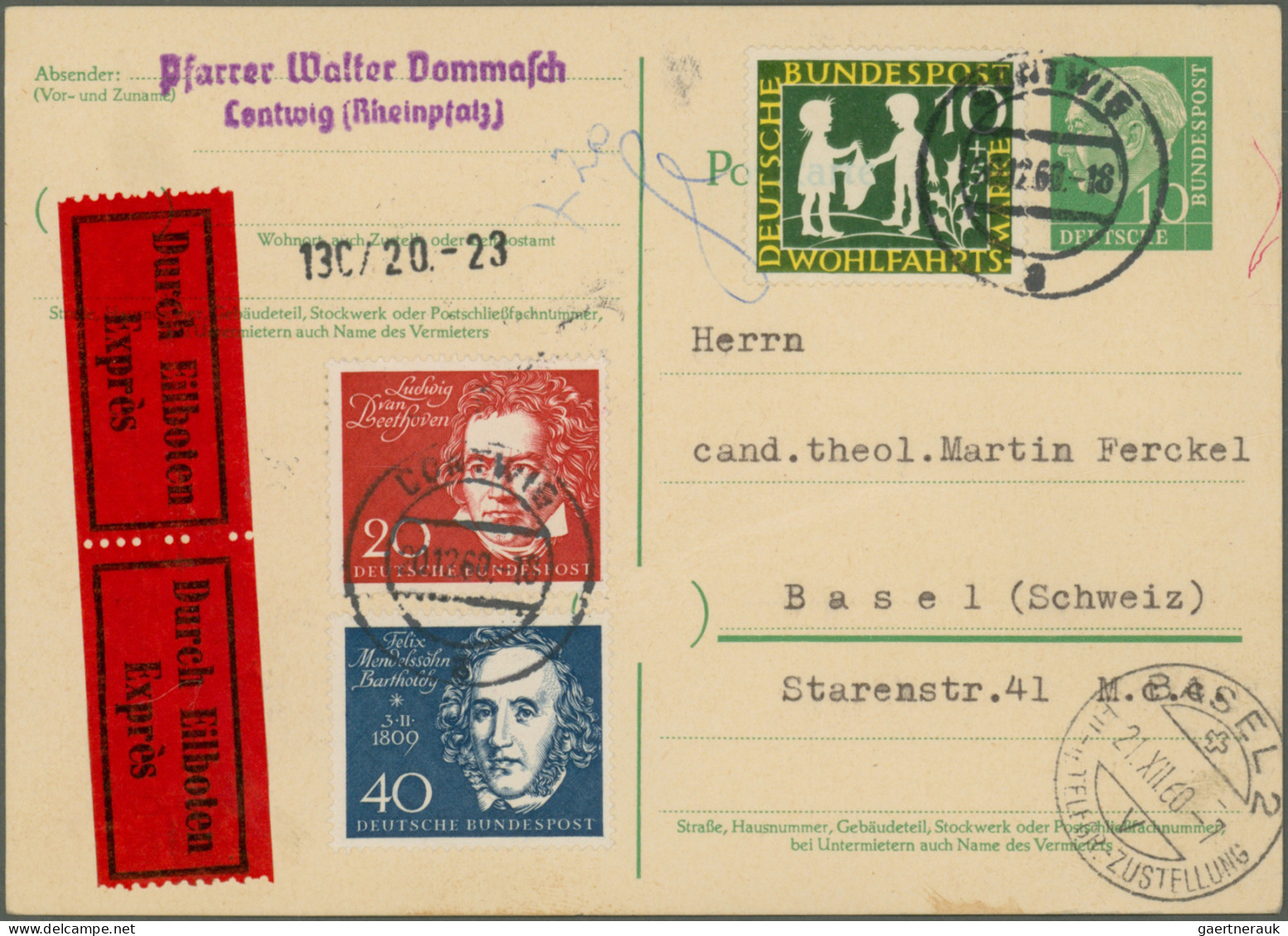 Bundesrepublik Deutschland: 1959/1960, BEETHOVEN-BLOCK, saubere Partie von 50 Br