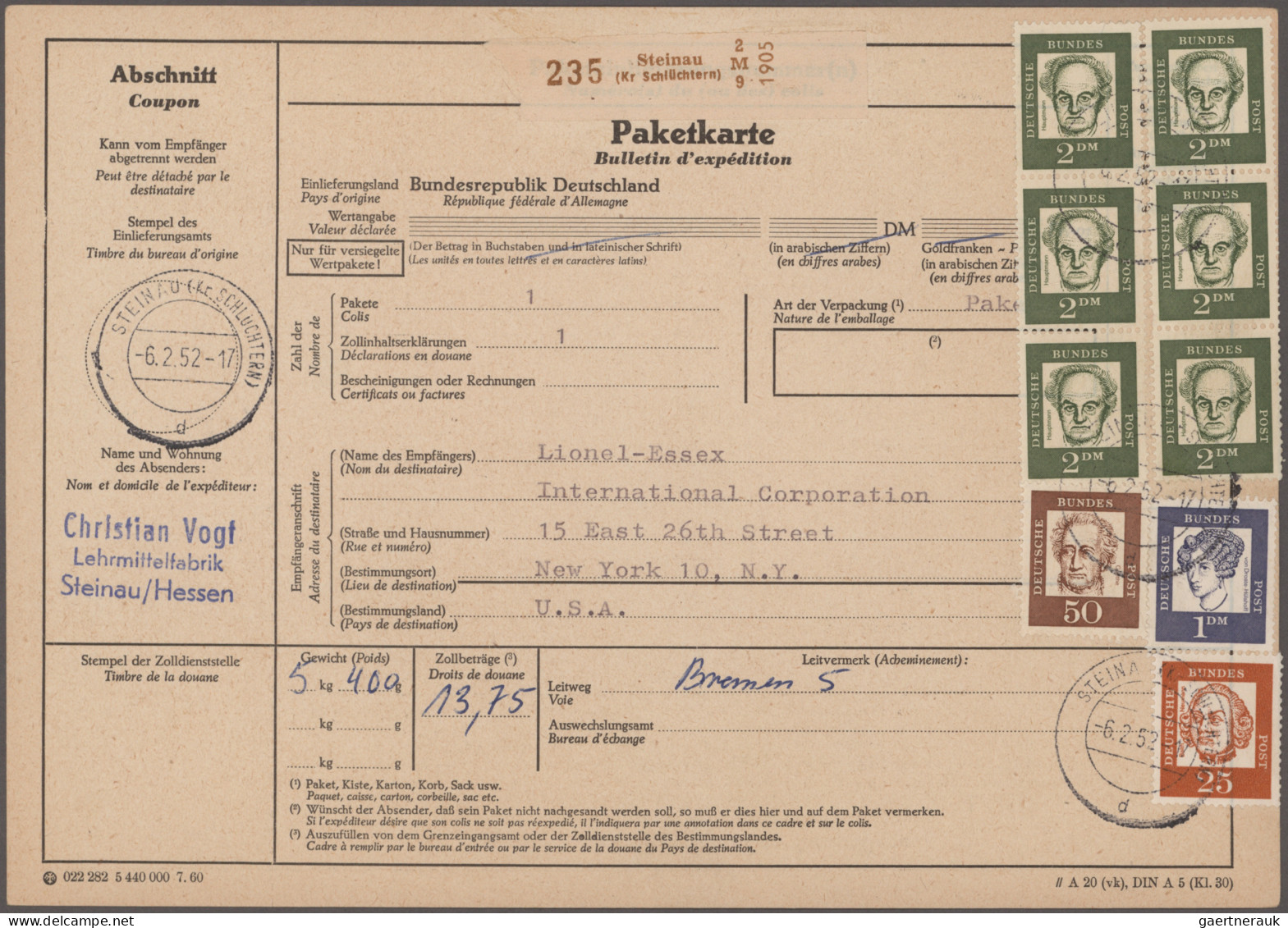 Bundesrepublik Deutschland: 1961/1965, Bedeutende Deutsche, umfangreicher Bestan