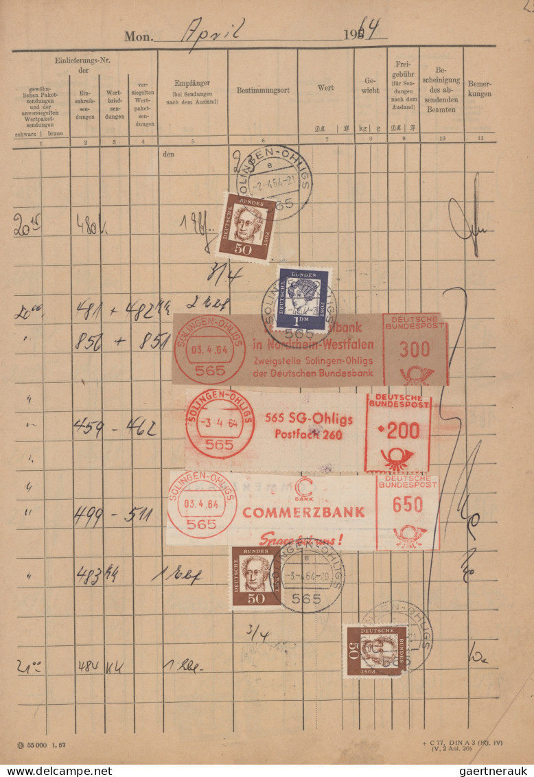 Bundesrepublik Deutschland: 1964, Posteinlieferungs-Kladde Aus Solingen-Ohligs M - Sammlungen