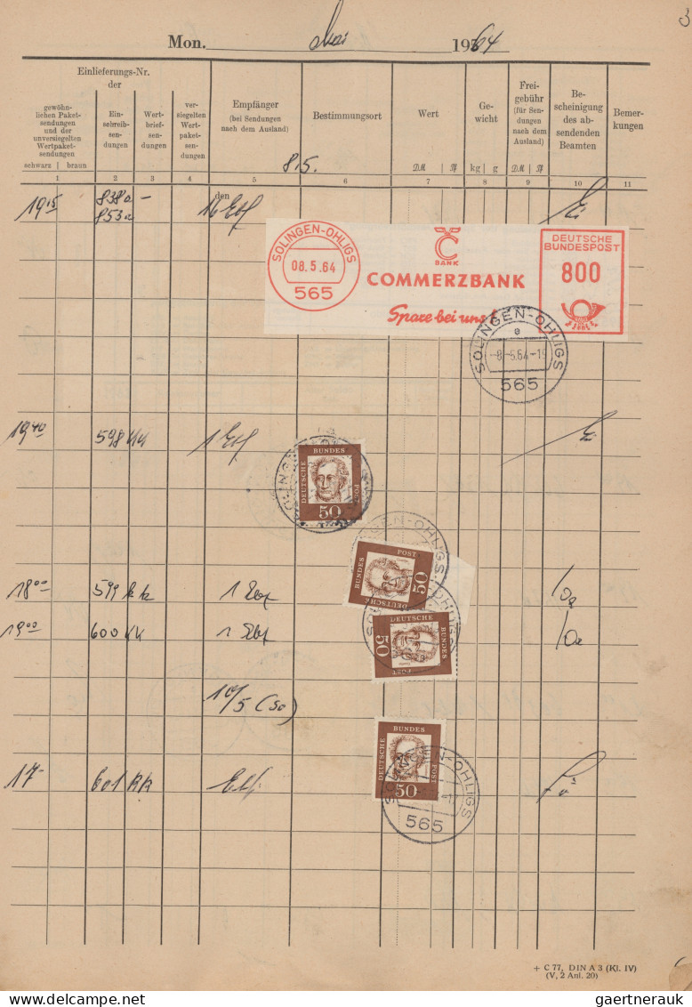 Bundesrepublik Deutschland: 1964, Posteinlieferungs-Kladde Aus Solingen-Ohligs M - Sammlungen