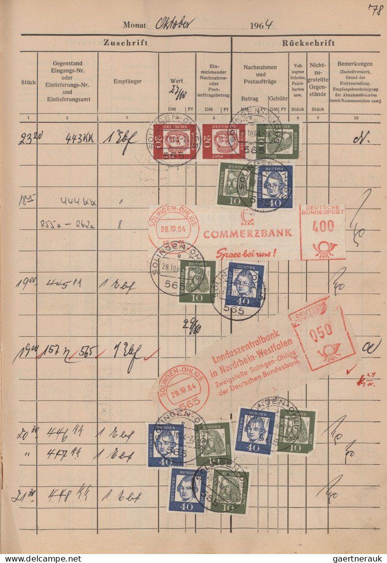Bundesrepublik Deutschland: 1964, Posteinlieferungs-Kladde Aus Solingen-Ohligs M - Sammlungen