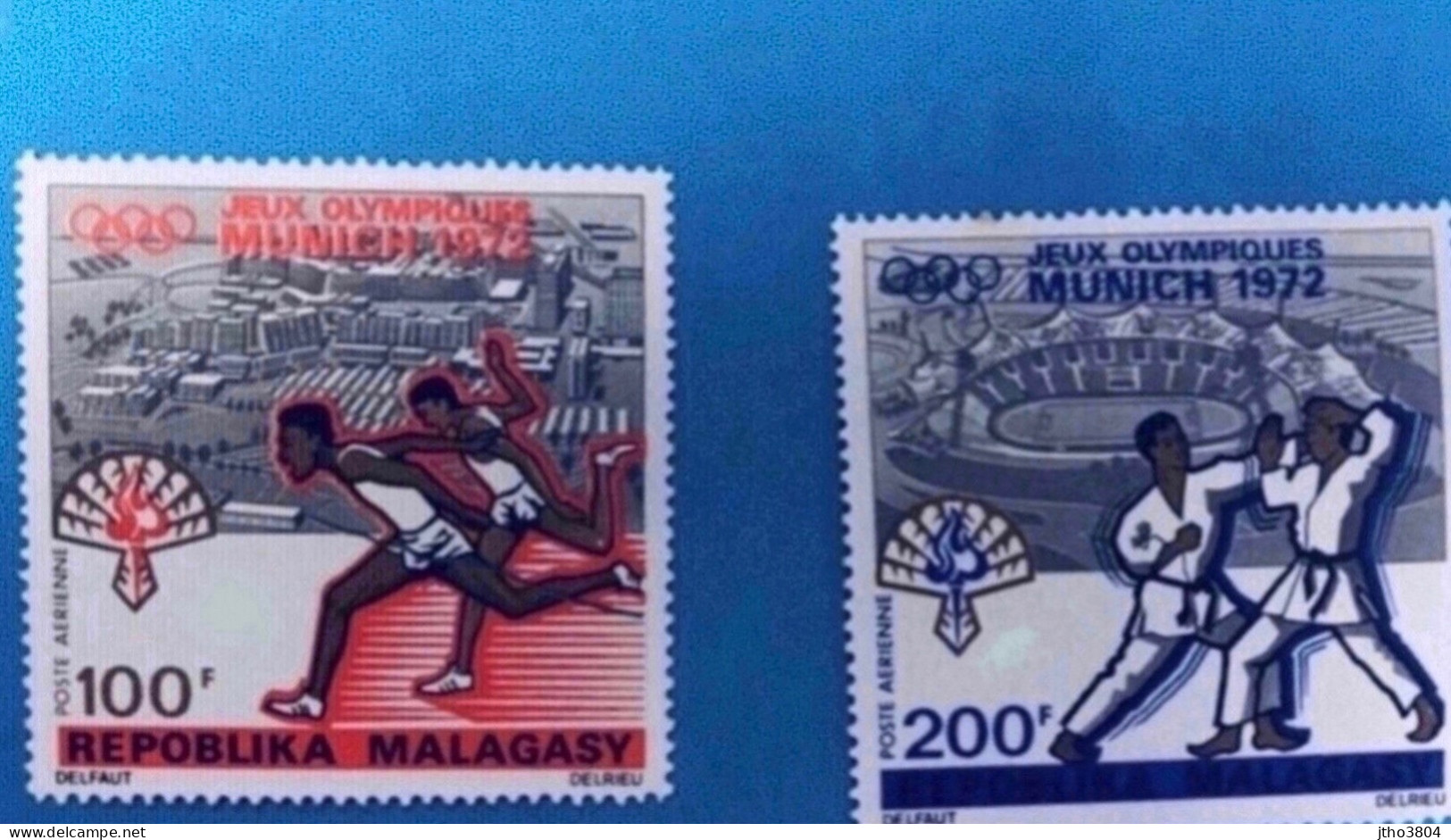 MADAGASCAR 1972 Aerien YT 119 120 Neuf (trace Gomme 120) Jeux Olympiques Munich Malagasy Madagaskar - Madagaskar (1960-...)