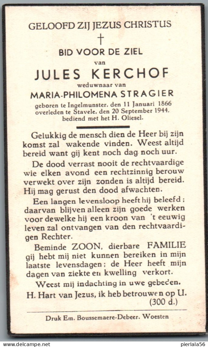 Bidprentje Ingelmunster - Kerchof Jules (1866-1944) - Andachtsbilder