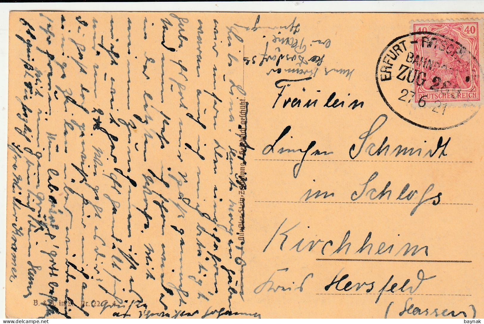 TH3654  --  EIN HAUS..........    --   BAHNPOST  ERFURT -   --  ZUG 289  --  1921 - Other & Unclassified