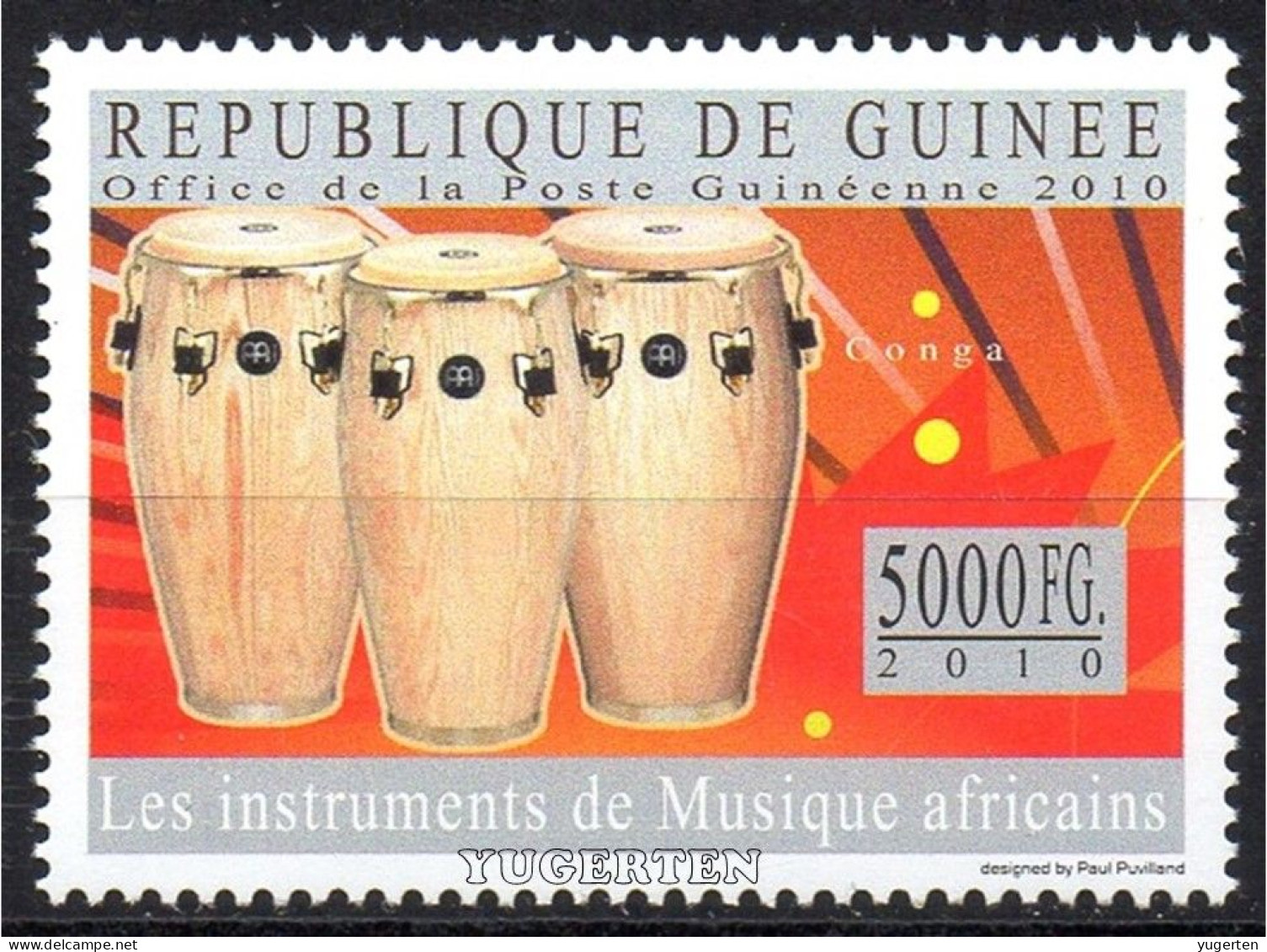 GUINEA 2010 - 1v - MNH - Africa Music Instruments - Conga - Musique, Muziek, Musik - Musikinstrumente - Musica - Drums - Musique